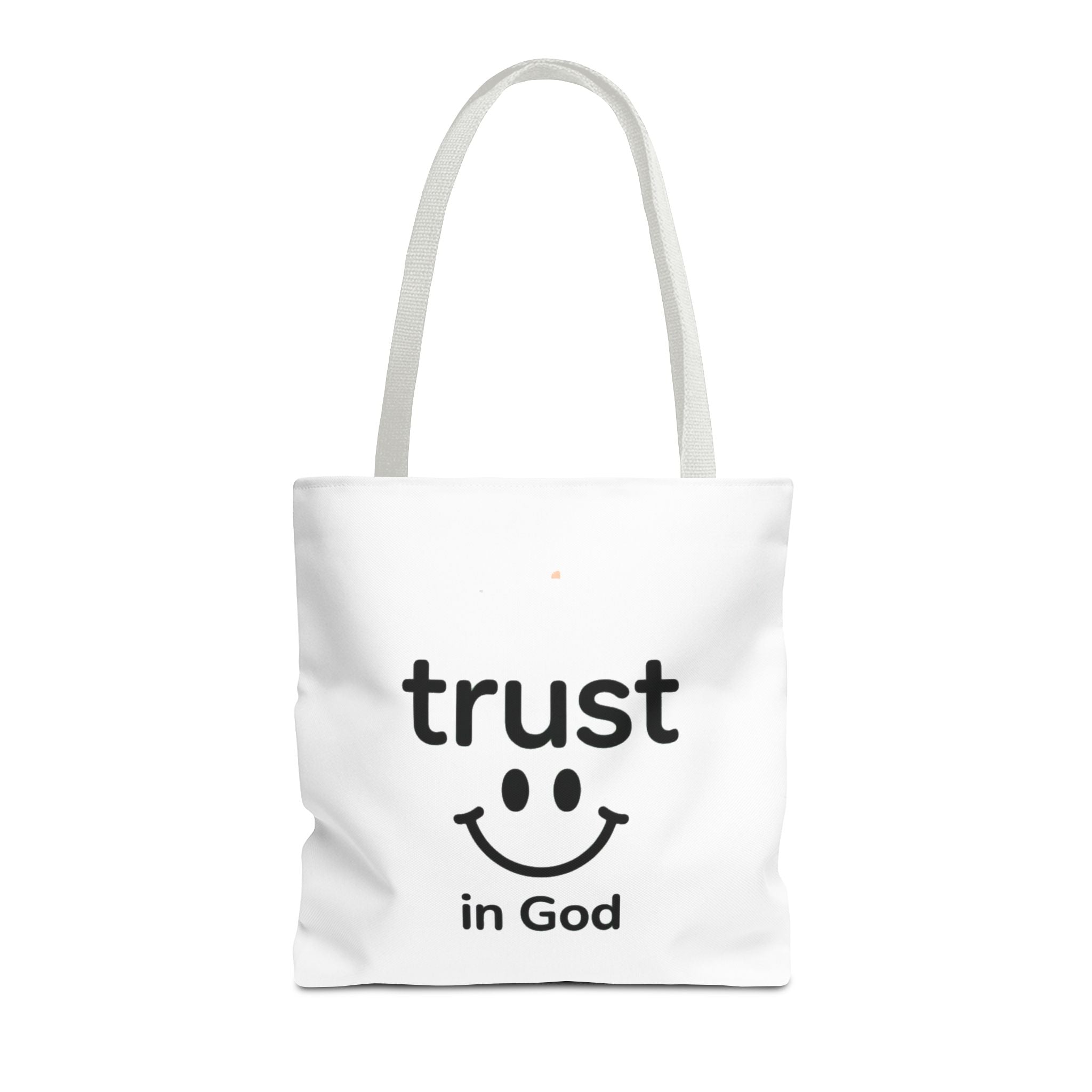 Faith Smile Tote Bag — "Trust in God" Inspirational Canvas Tote