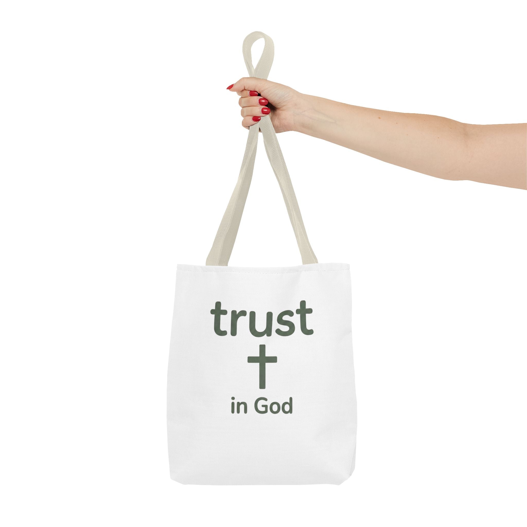 Faith Tote Bag — "Trust in God" Canvas Carryall with Cross