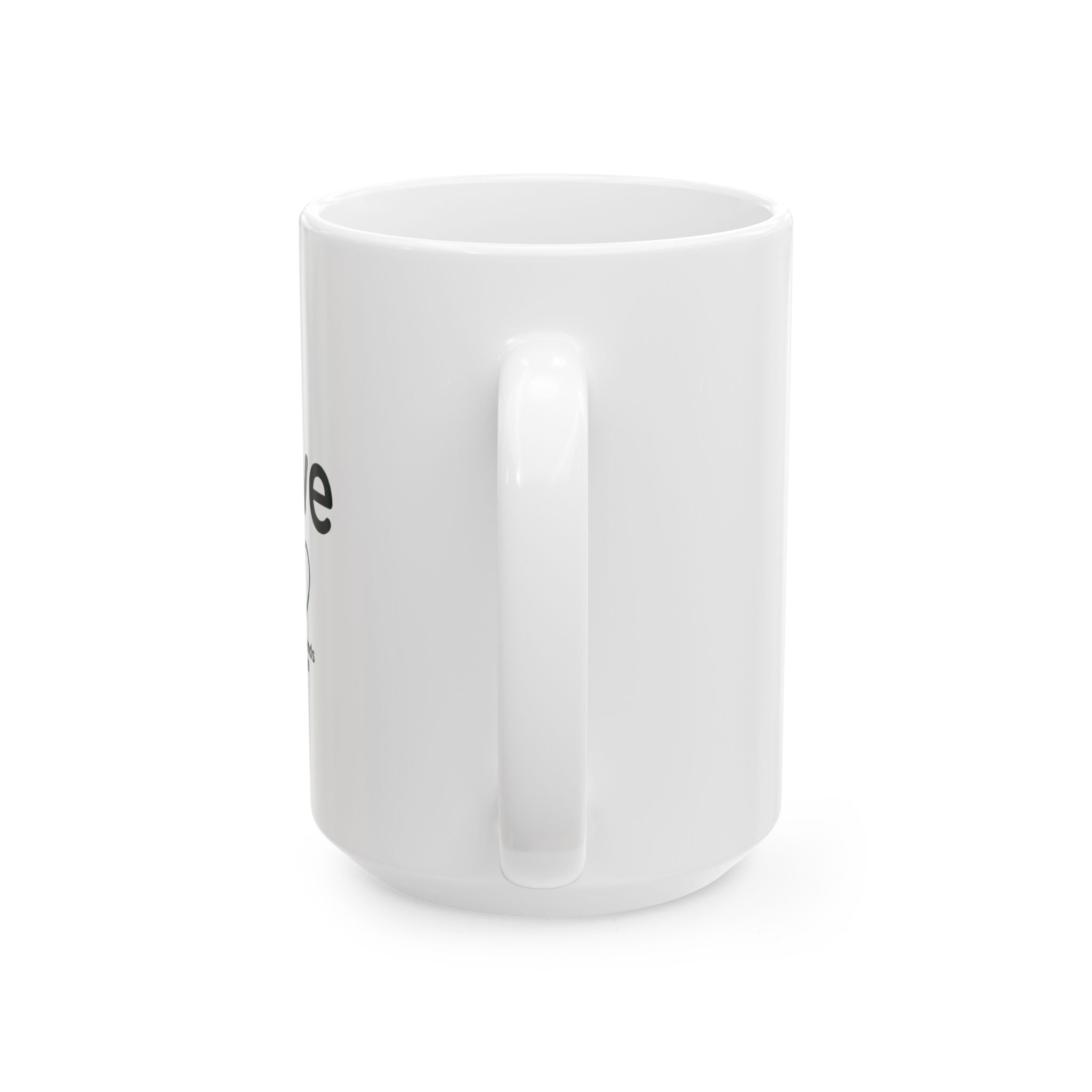 Love Never Ends Mug — Minimal Heart Ceramic Coffee Cup (11oz)