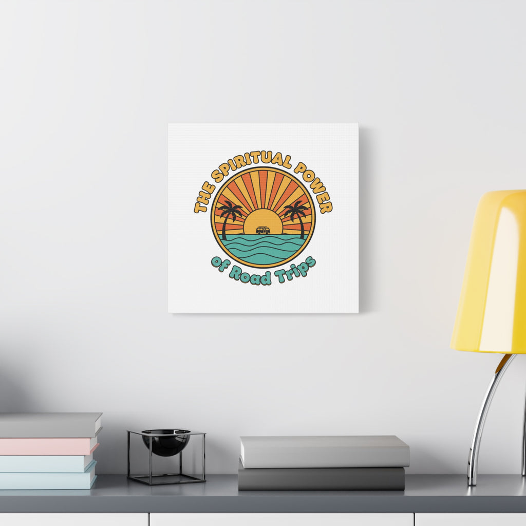 Spiritual Road Trips Canvas | 1970s Sunset Retro Palm Poster