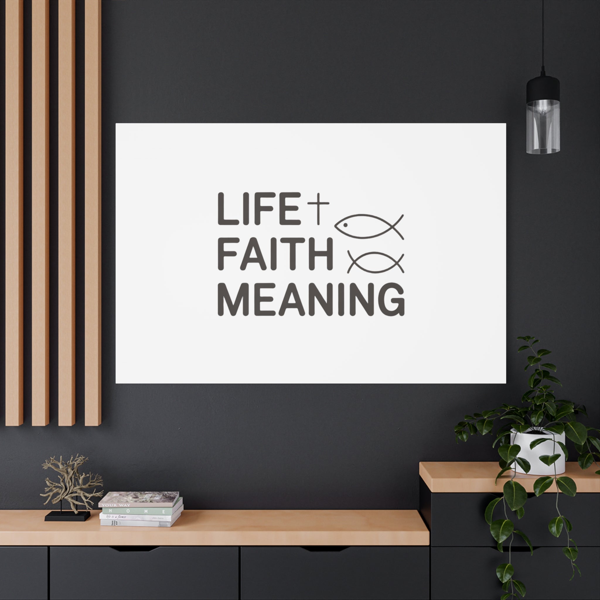 Faith Wall Canvas - "Life + Faith = Meaning" Minimal Christian Art