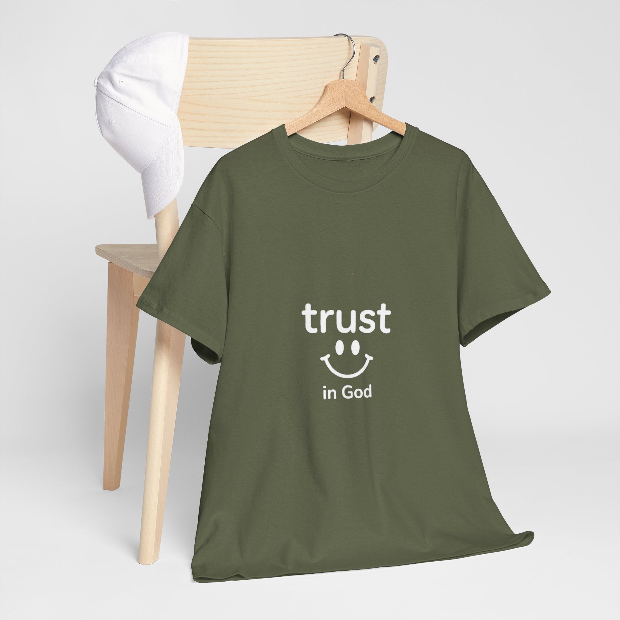 Trust in God Smiley Tee — Faith-Based Christian T-Shirt