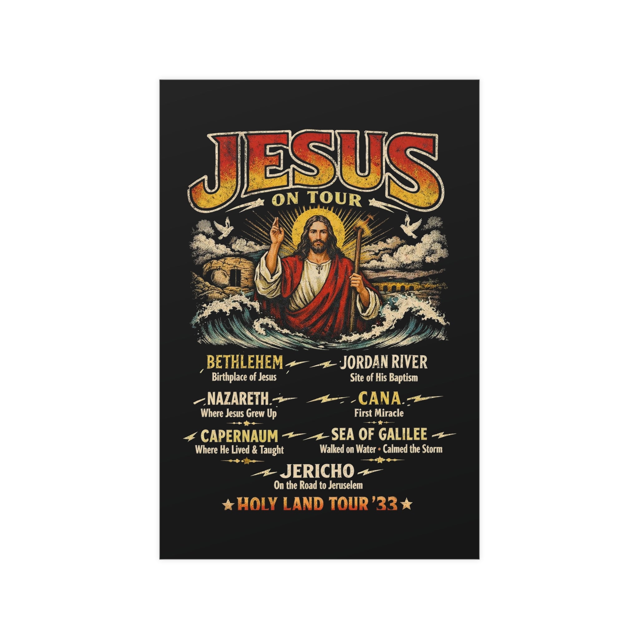 Jesus on Tour Matte Poster — Christian Map Tour Art (Places Jesus Visited)