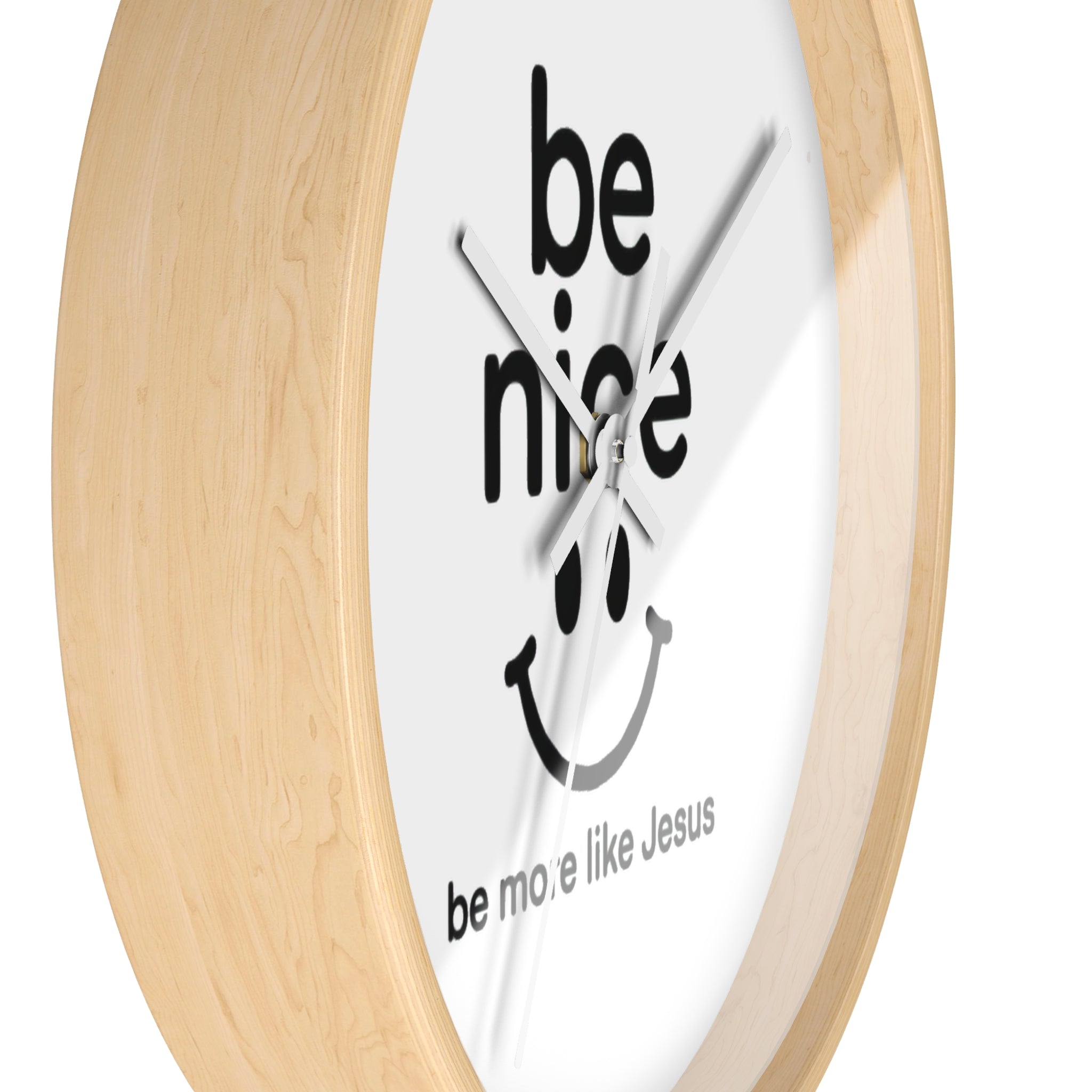 Wall Clock — “Be Nice” Christian Smiley Inspirational Wall Clock (Be More Like Jesus)