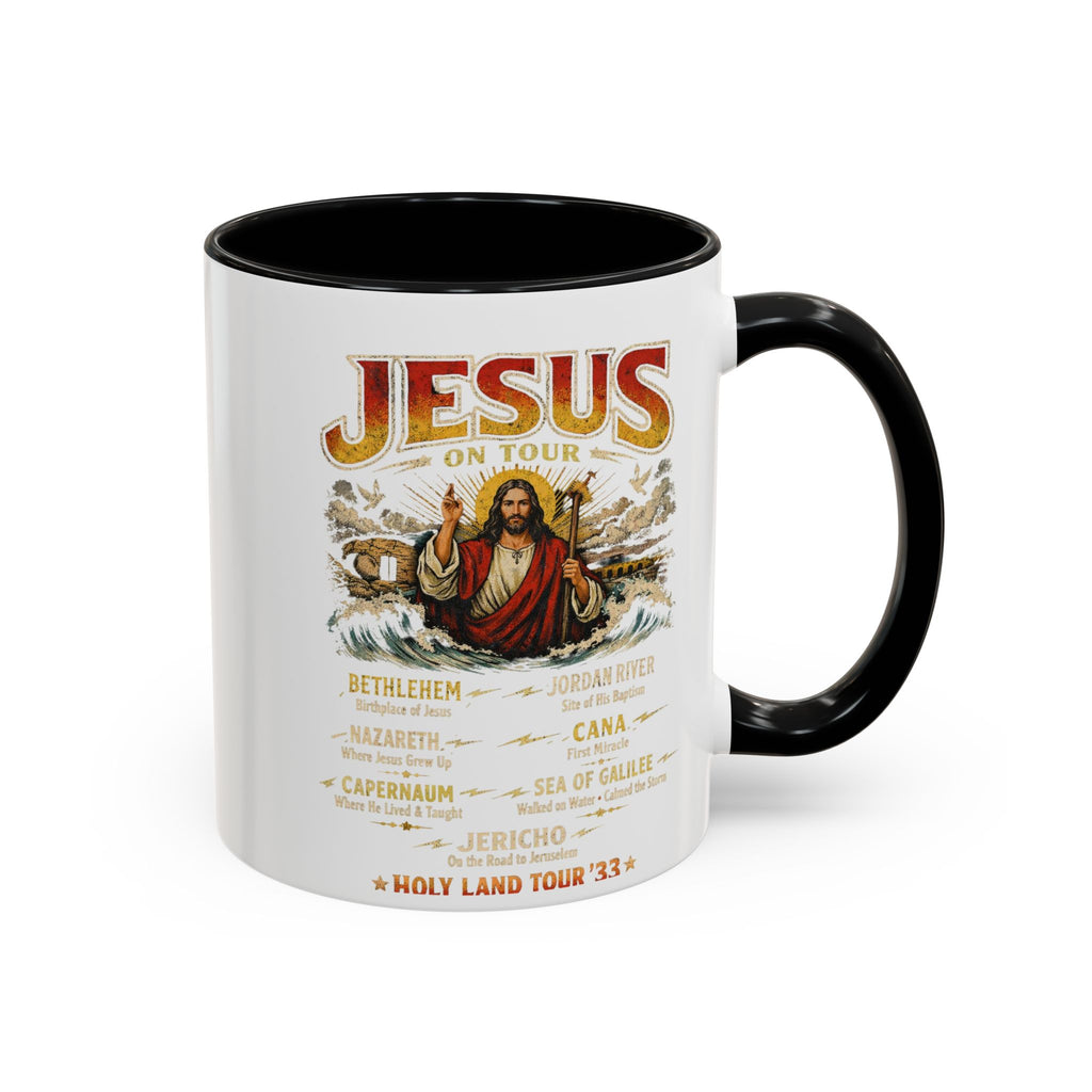 Jesus on Tour Coffee Mug — Band-Tour Style Map of Jesus’ Visits (11/15oz)