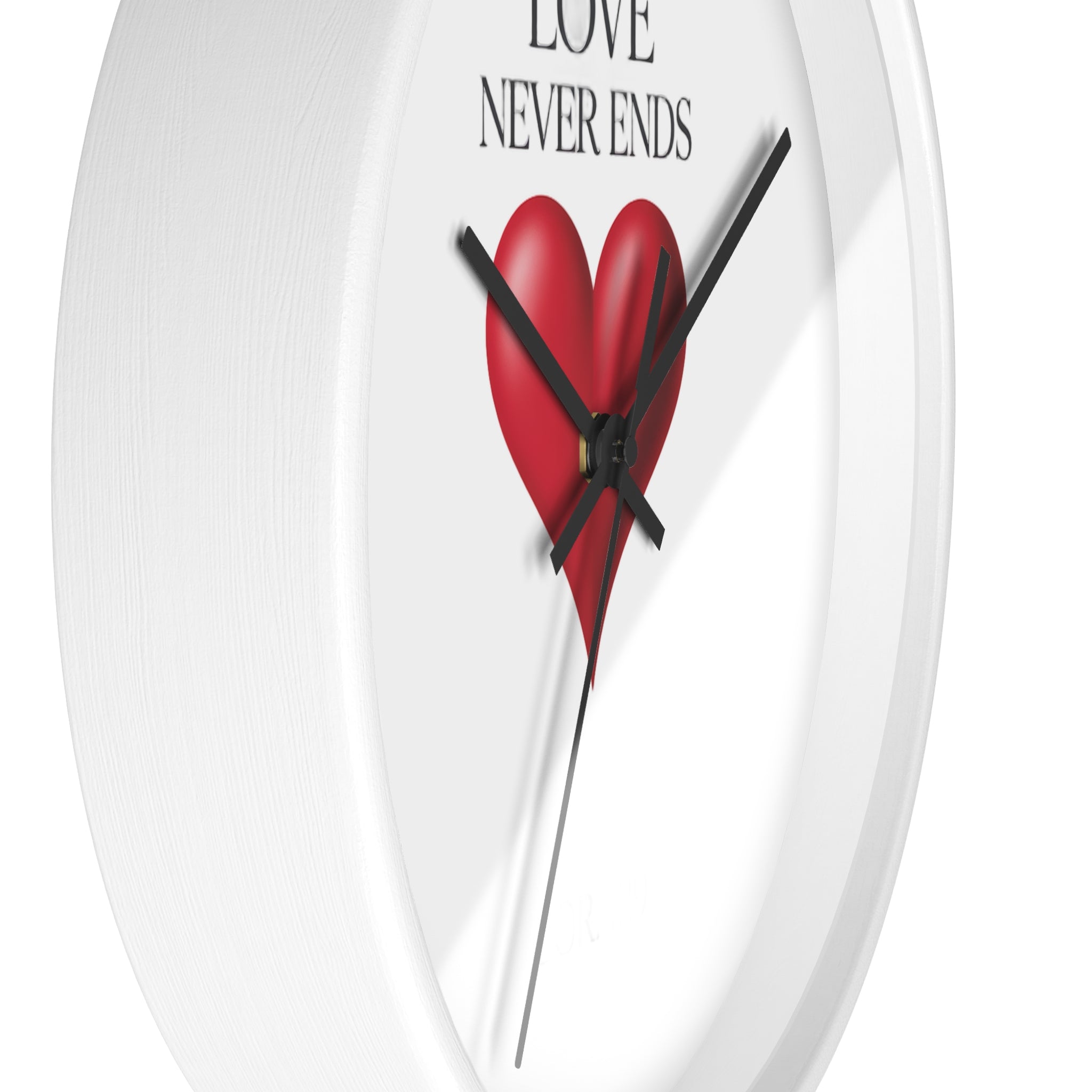Wall Clock — "Love Never Ends" Heart Decorative Wall Clock | Romantic Home Decor, Valentine’s Day Gift