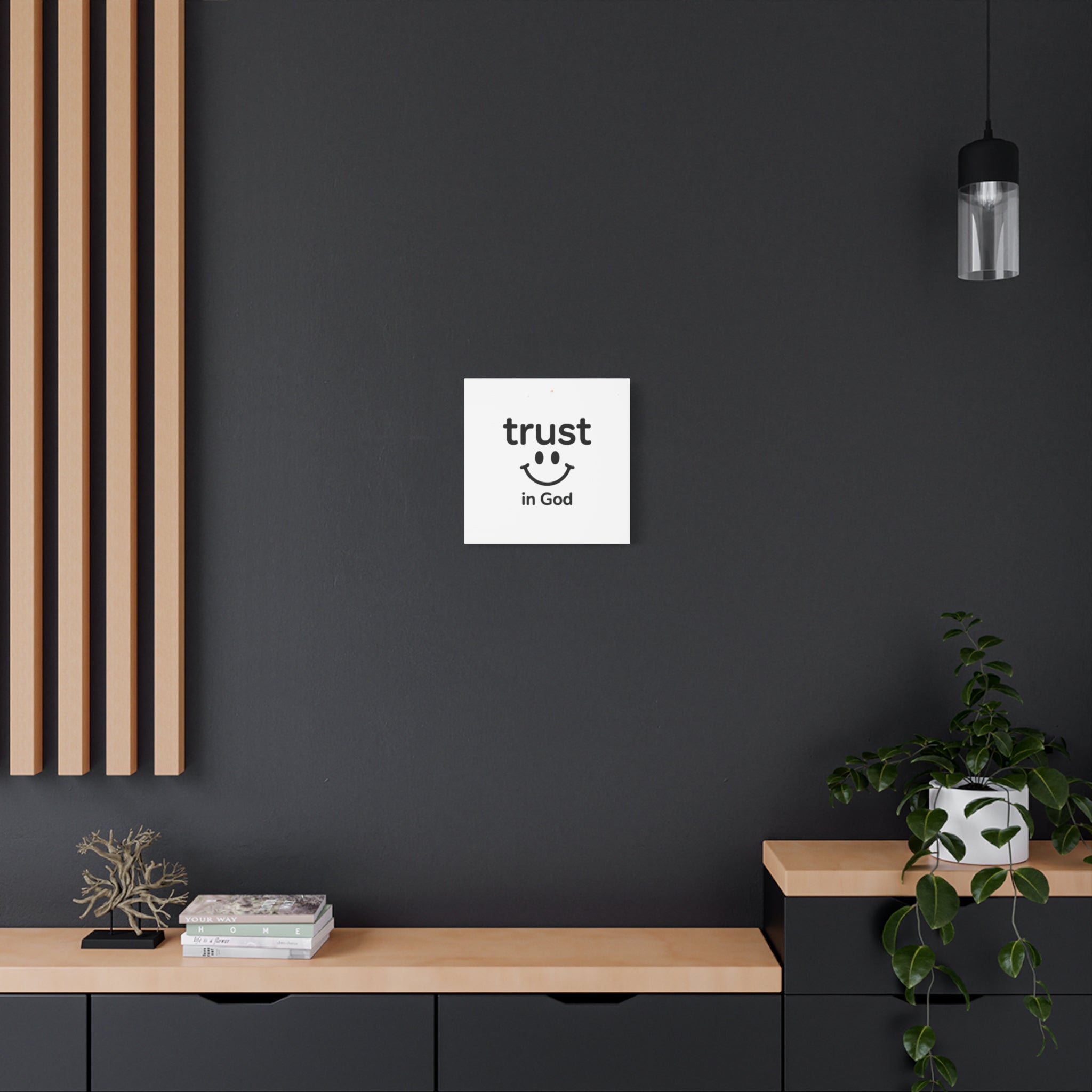 Trust in God Canvas Wall Art — Minimal Heart Quote Stretched Matte Canvas