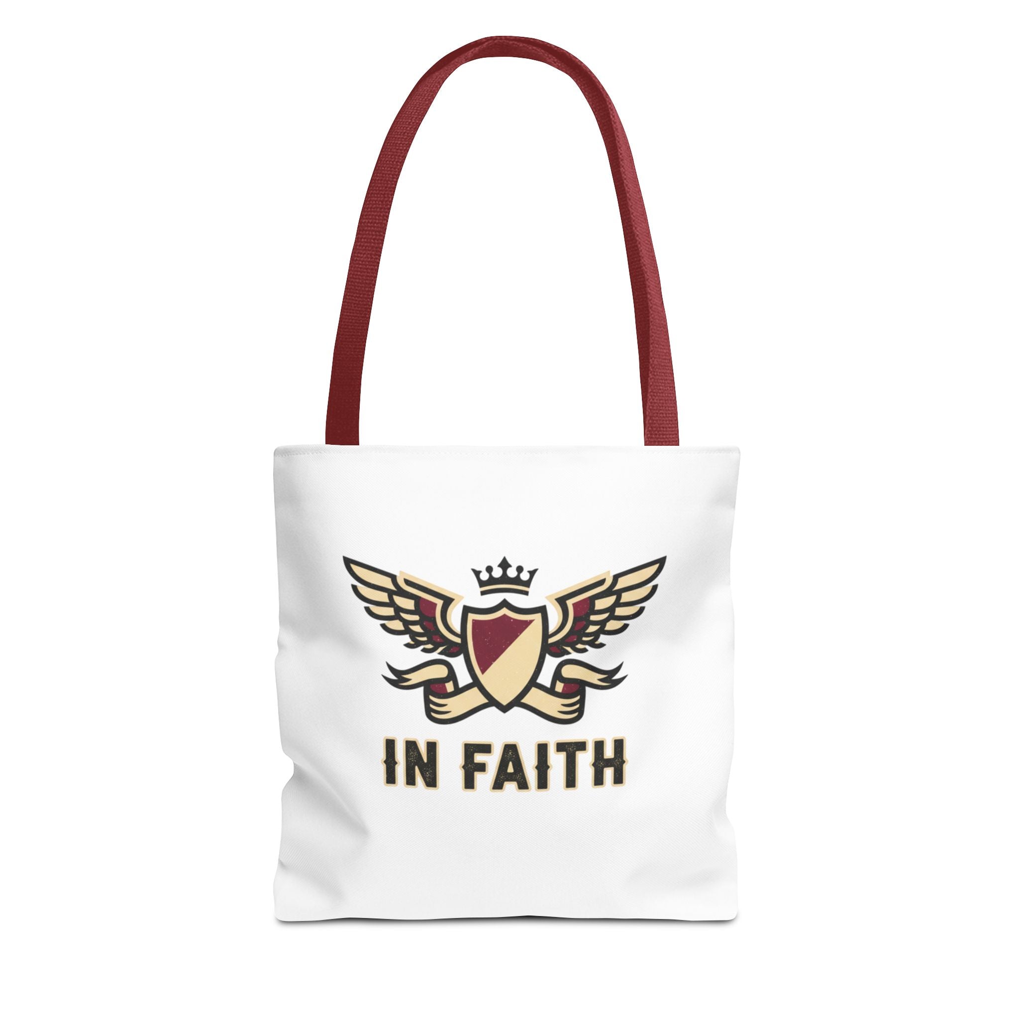 Faith Crest Tote Bag — "In Faith" Winged Shield Everyday Carry