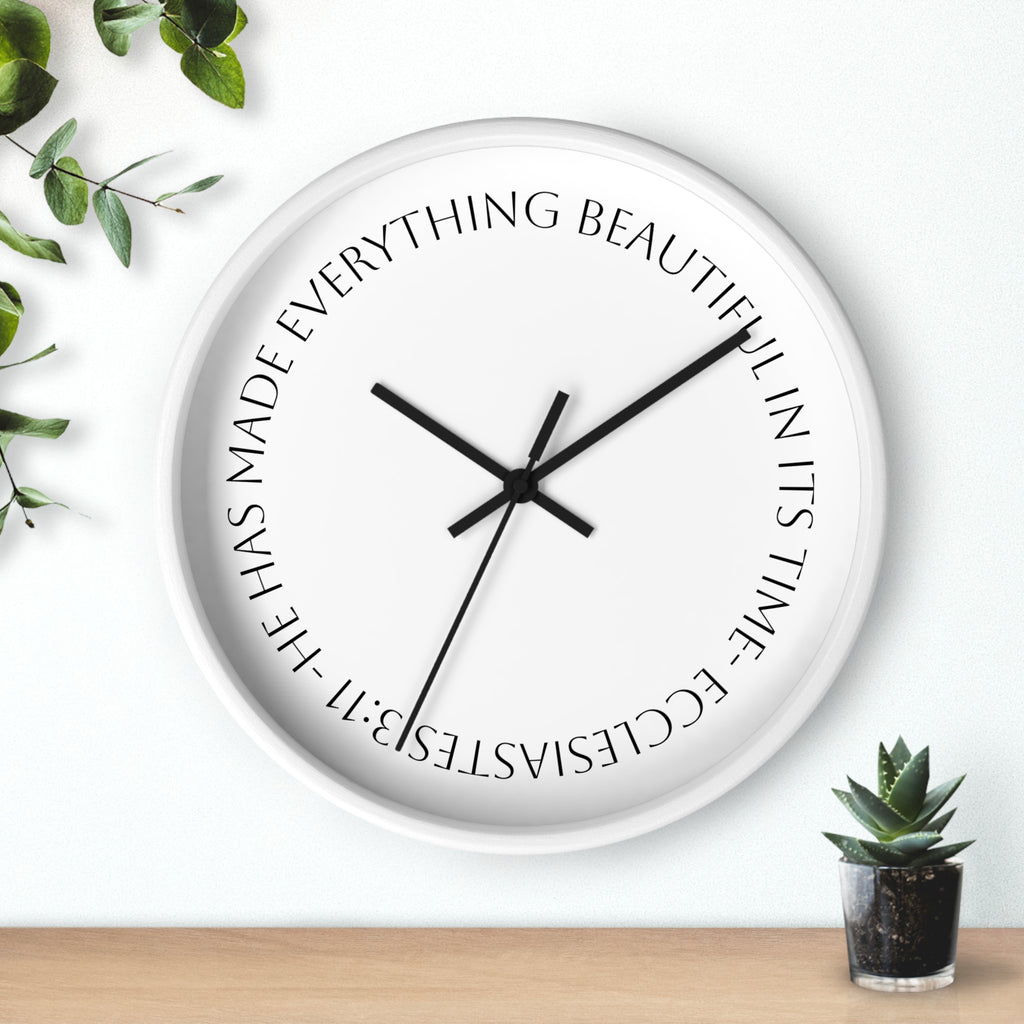 "Everything Beautiful In It´s Time"— (Ecclesiastes 3:11) Scripture Decorative Wall Clock