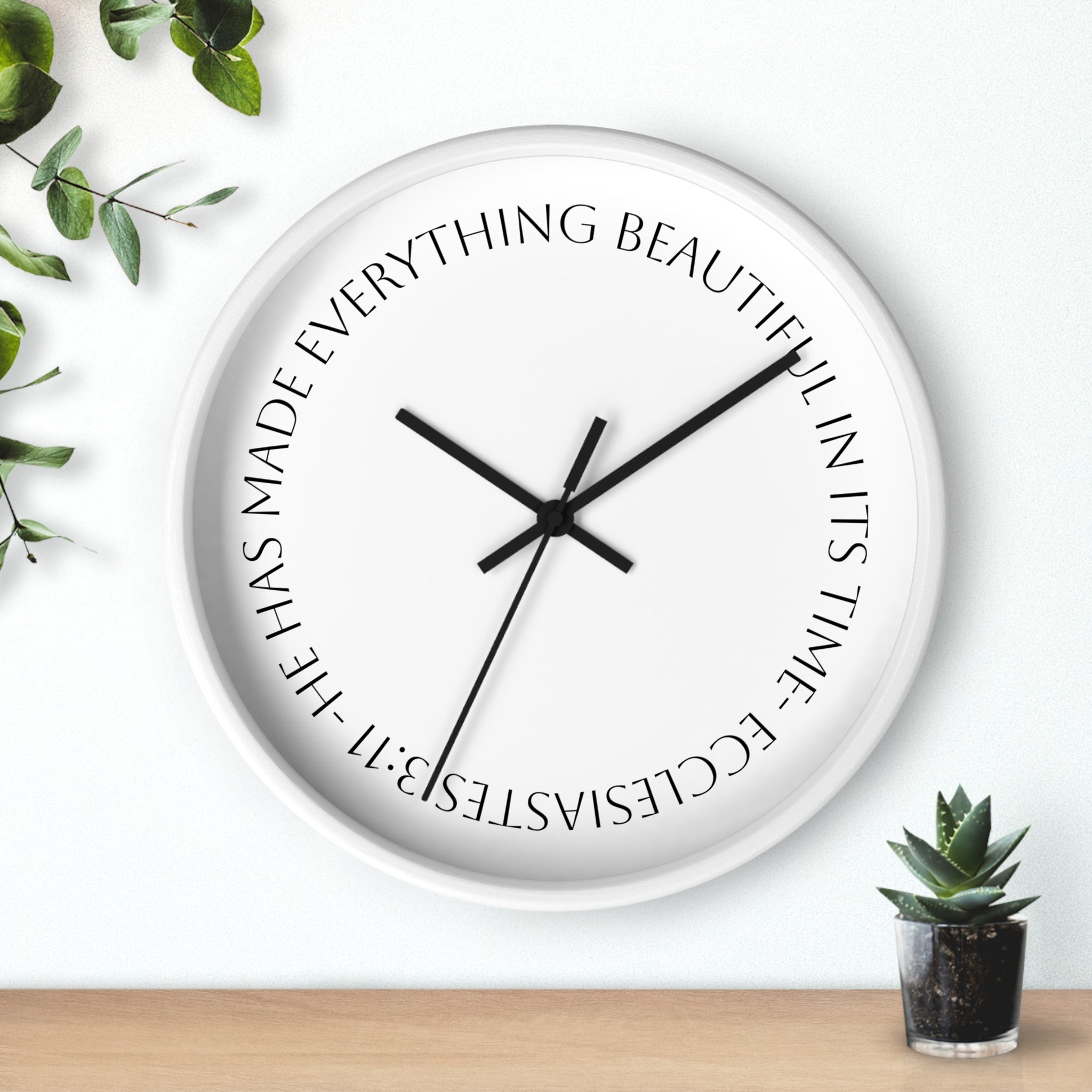 "Everything Beautiful In It´s Time"— (Ecclesiastes 3:11) Scripture Decorative Wall Clock