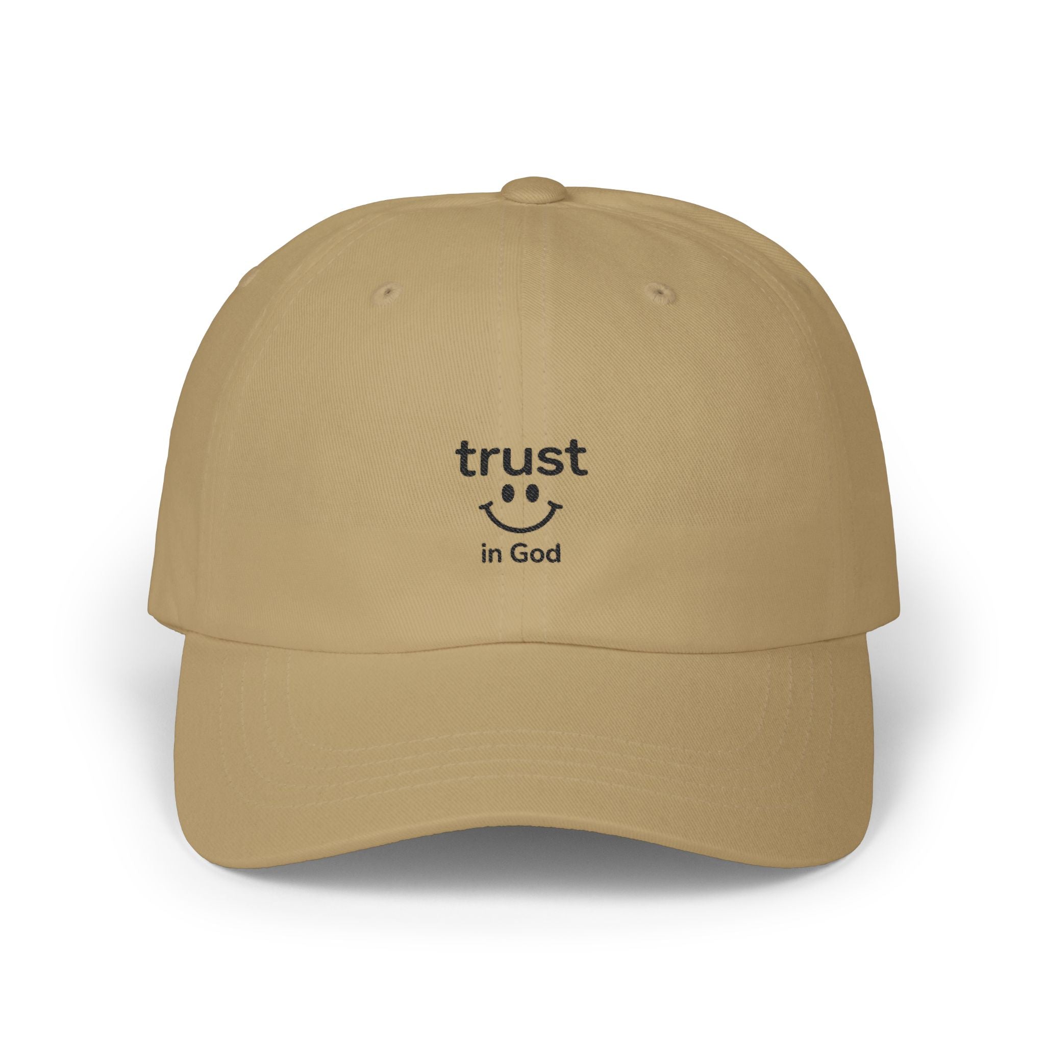 Faith Baseball Cap — "Trust in God" Smiley Dad Hat