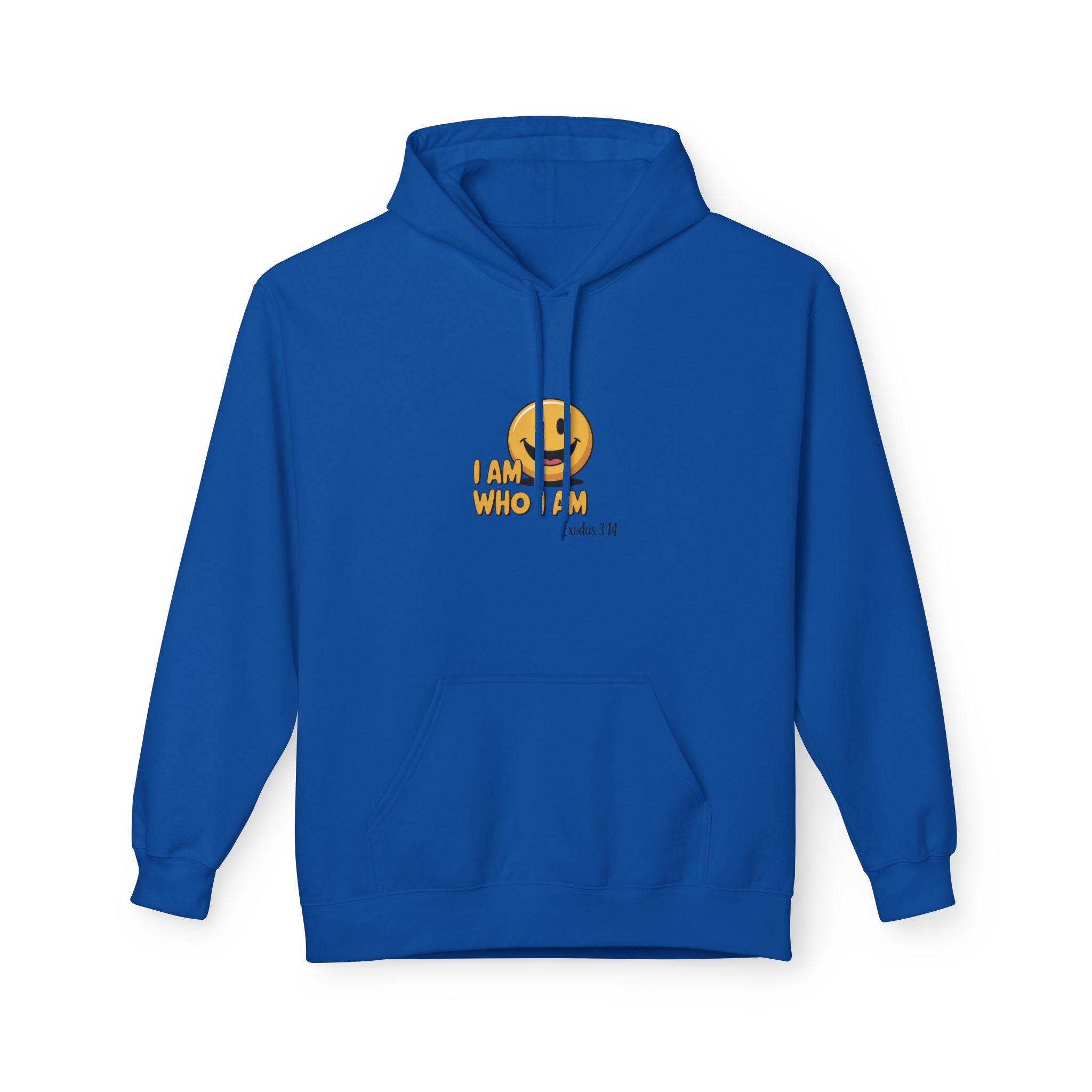 Hoodie — "I Am Who I Am" Smiley Christian Faith Graphic Hoodie