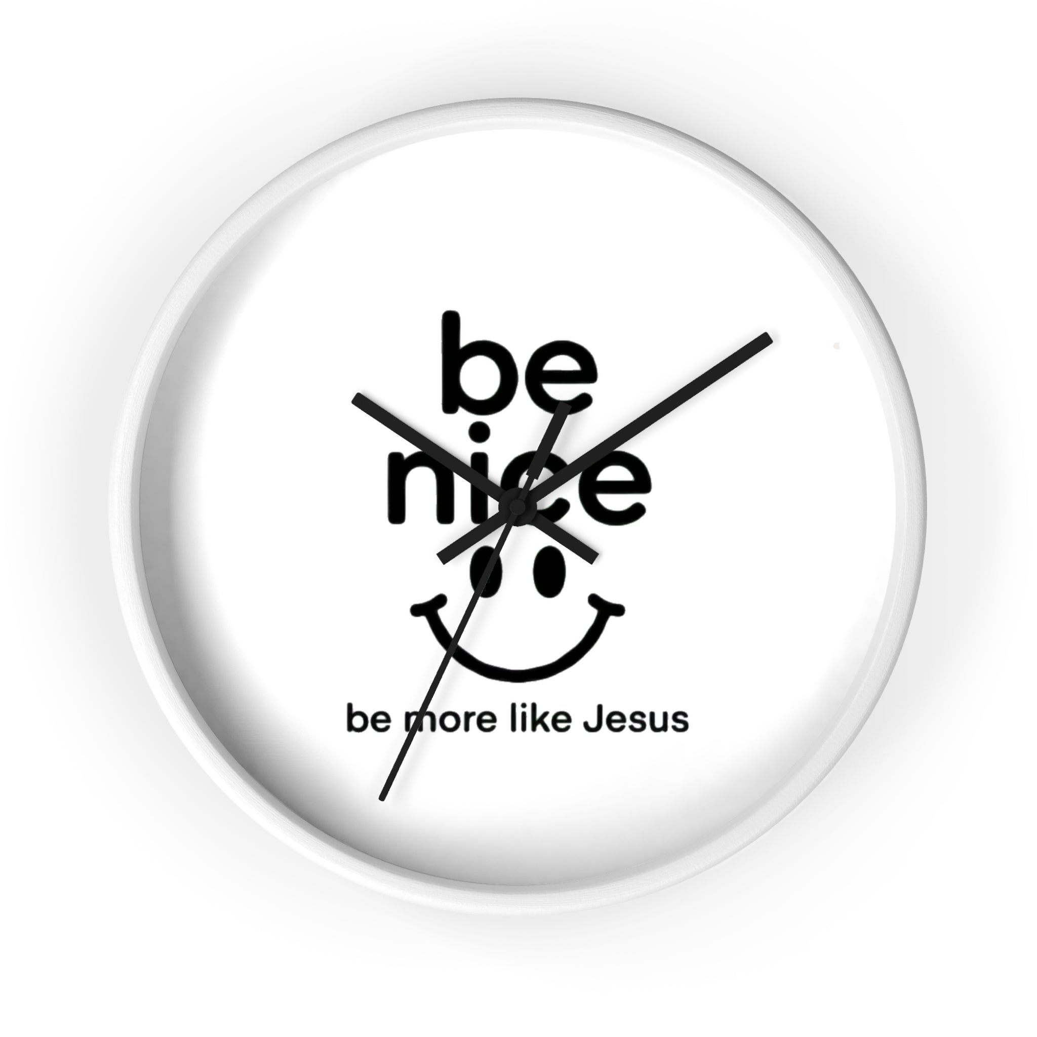 Wall Clock — “Be Nice” Christian Smiley Inspirational Wall Clock (Be More Like Jesus)