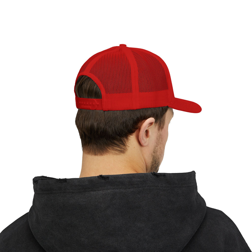 Be Nice Smiley Snapback Trucker Cap — Positive Message Mesh Hat