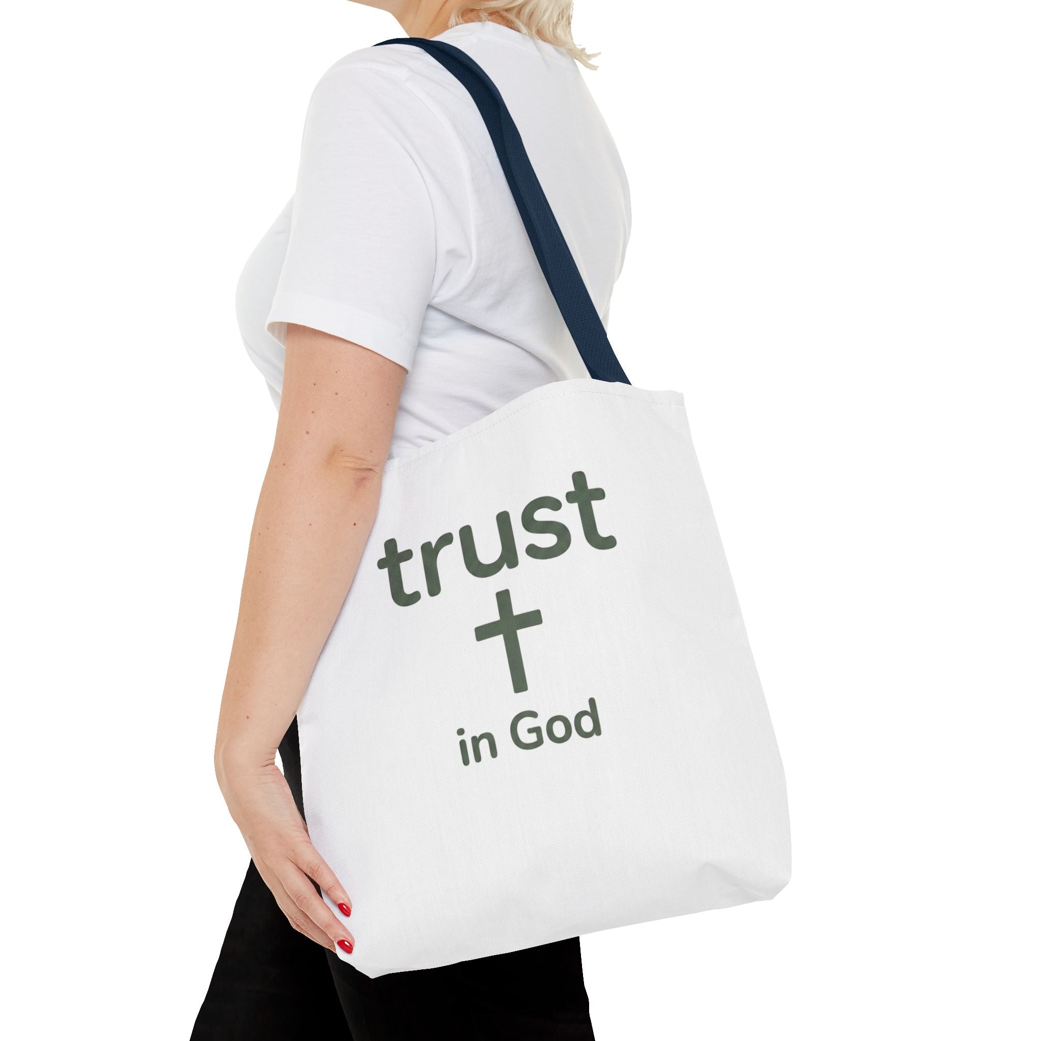 Faith Tote Bag — "Trust in God" Canvas Carryall with Cross