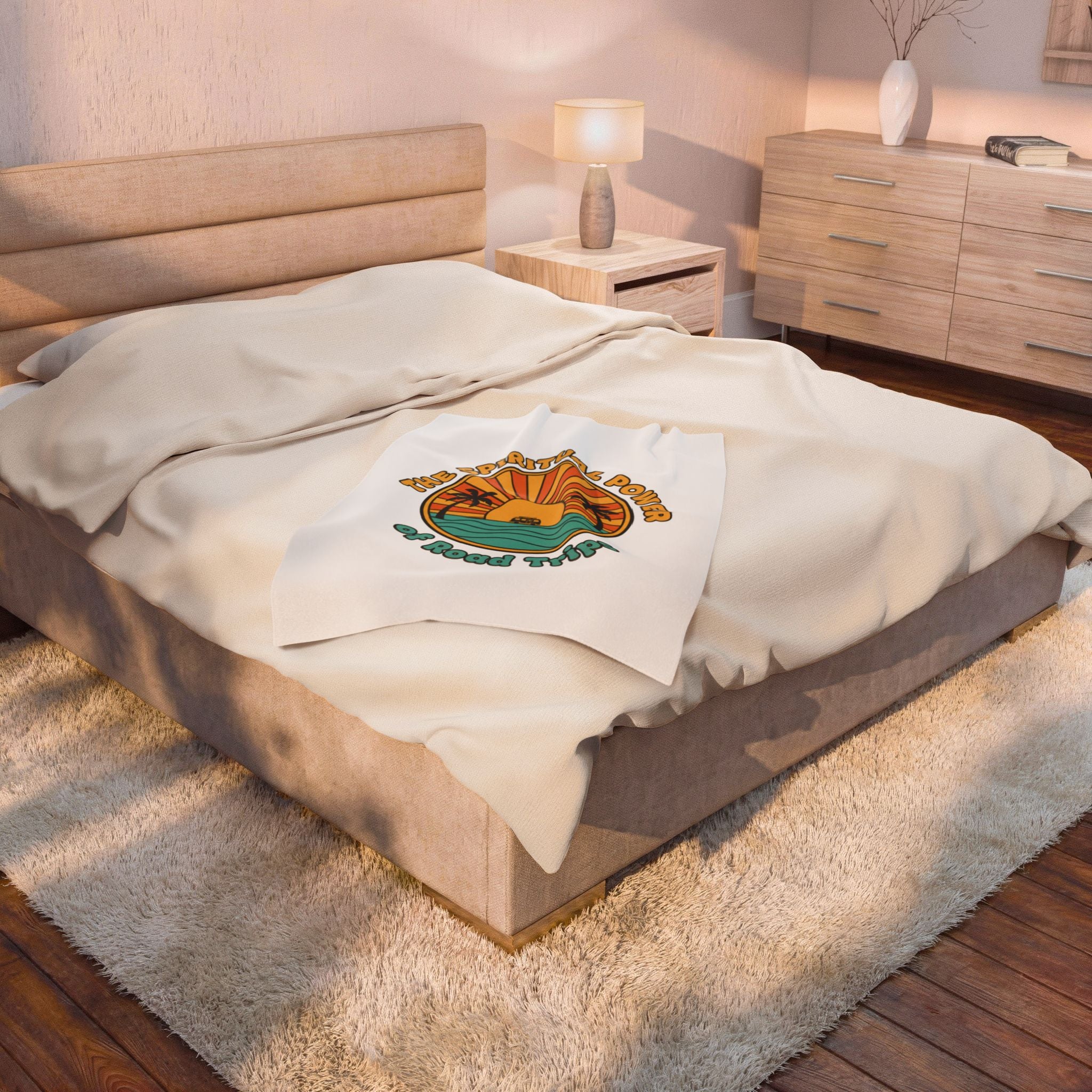 Spiritual Power of Road Trips Blanket | 1970s Sunset Retro Palm Throw