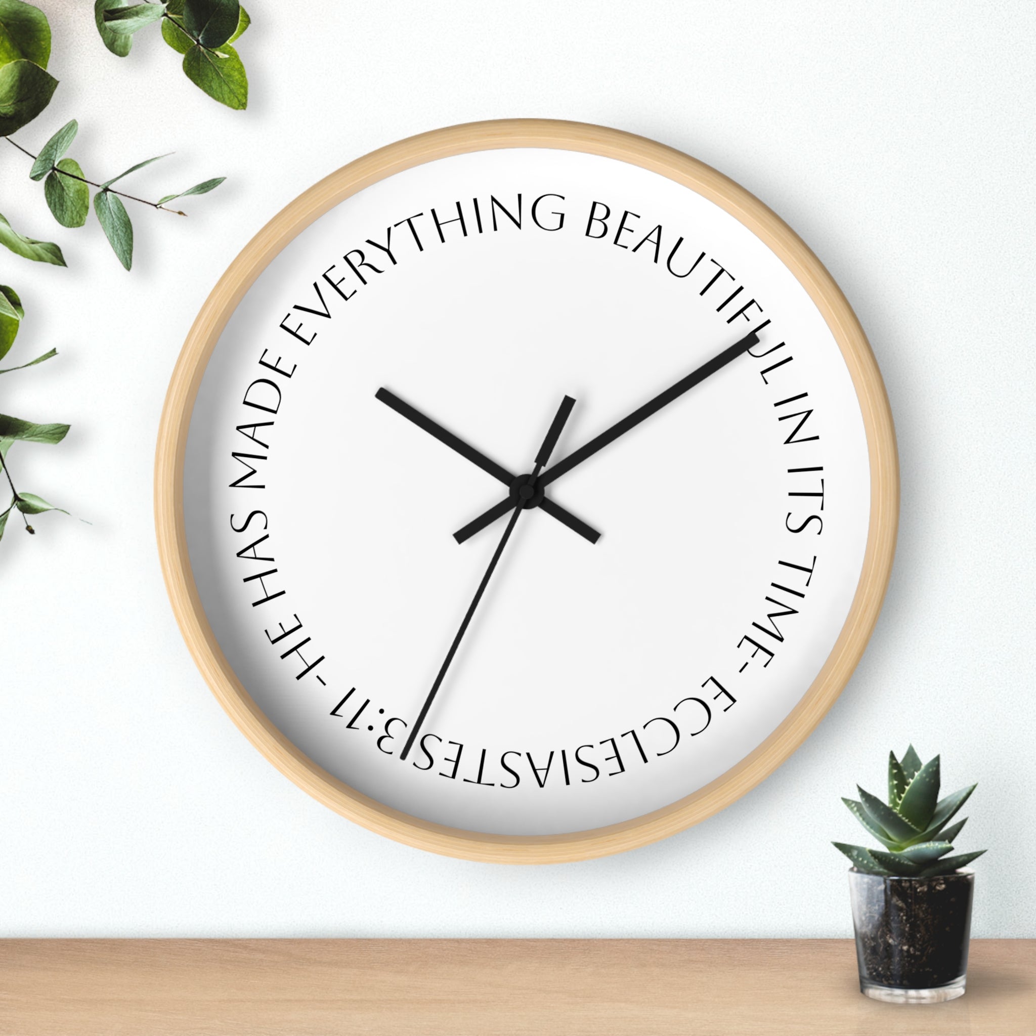 "Everything Beautiful In It´s Time"— (Ecclesiastes 3:11) Scripture Decorative Wall Clock