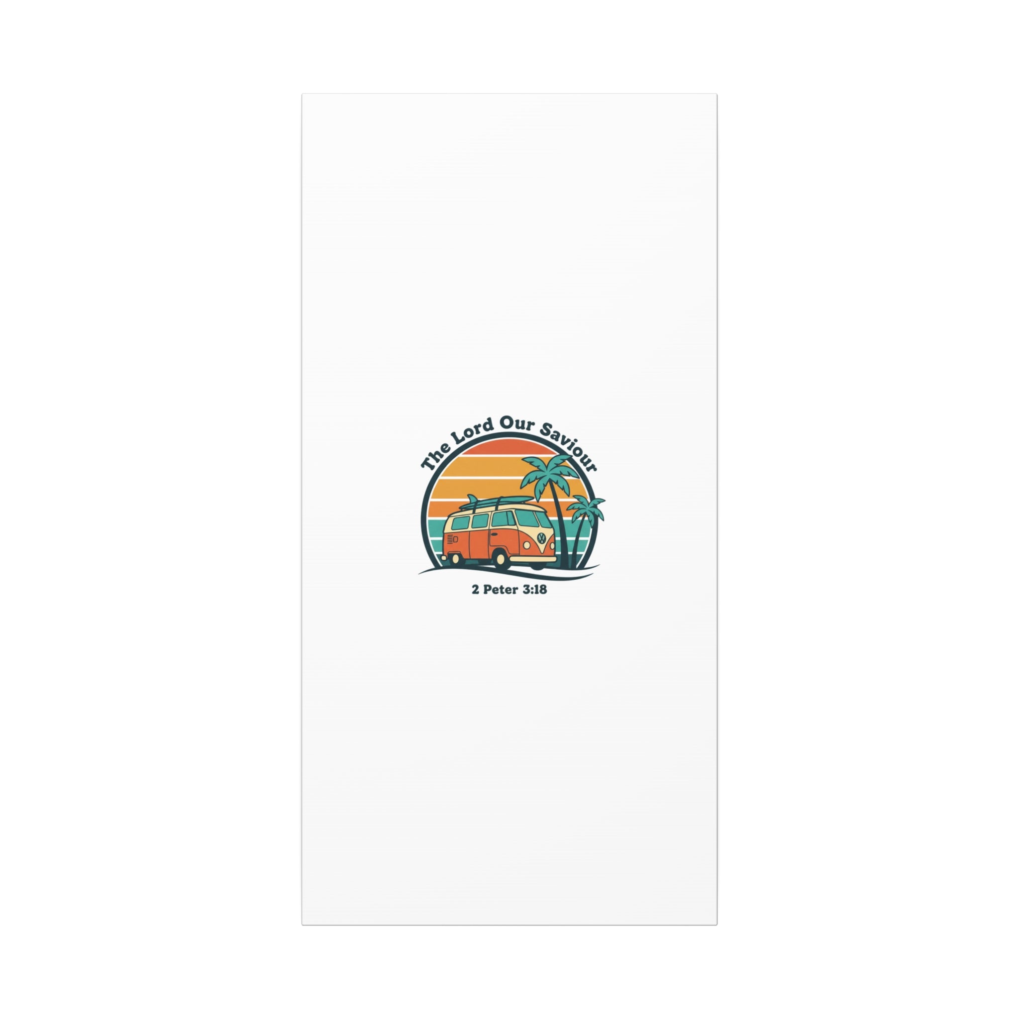 The Lord our Saviour, Retro Surf Sunset Canvas | 70s Van Palm Postcard, Analog Sunshine Aesthetic