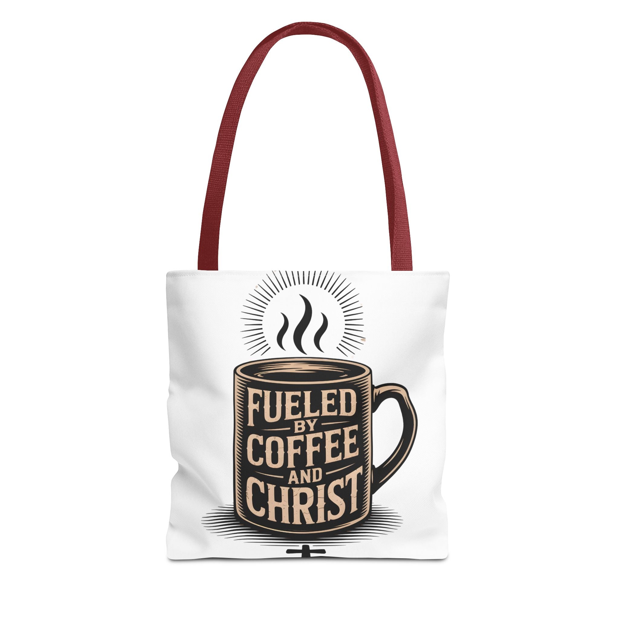 Christian Coffee Tote Bag - "Fueled by Coffee and Christ" Canvas Grocery & Church Bag