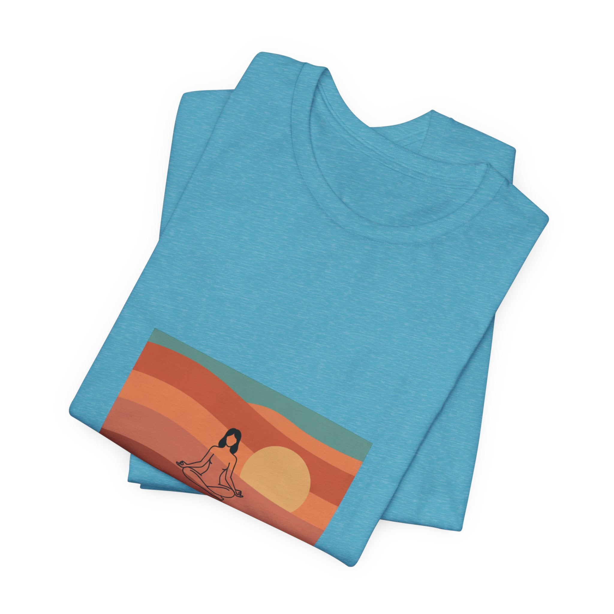 God's Creation Sunset Yoga T-Shirt — Retro Minimalist Spiritual Tee