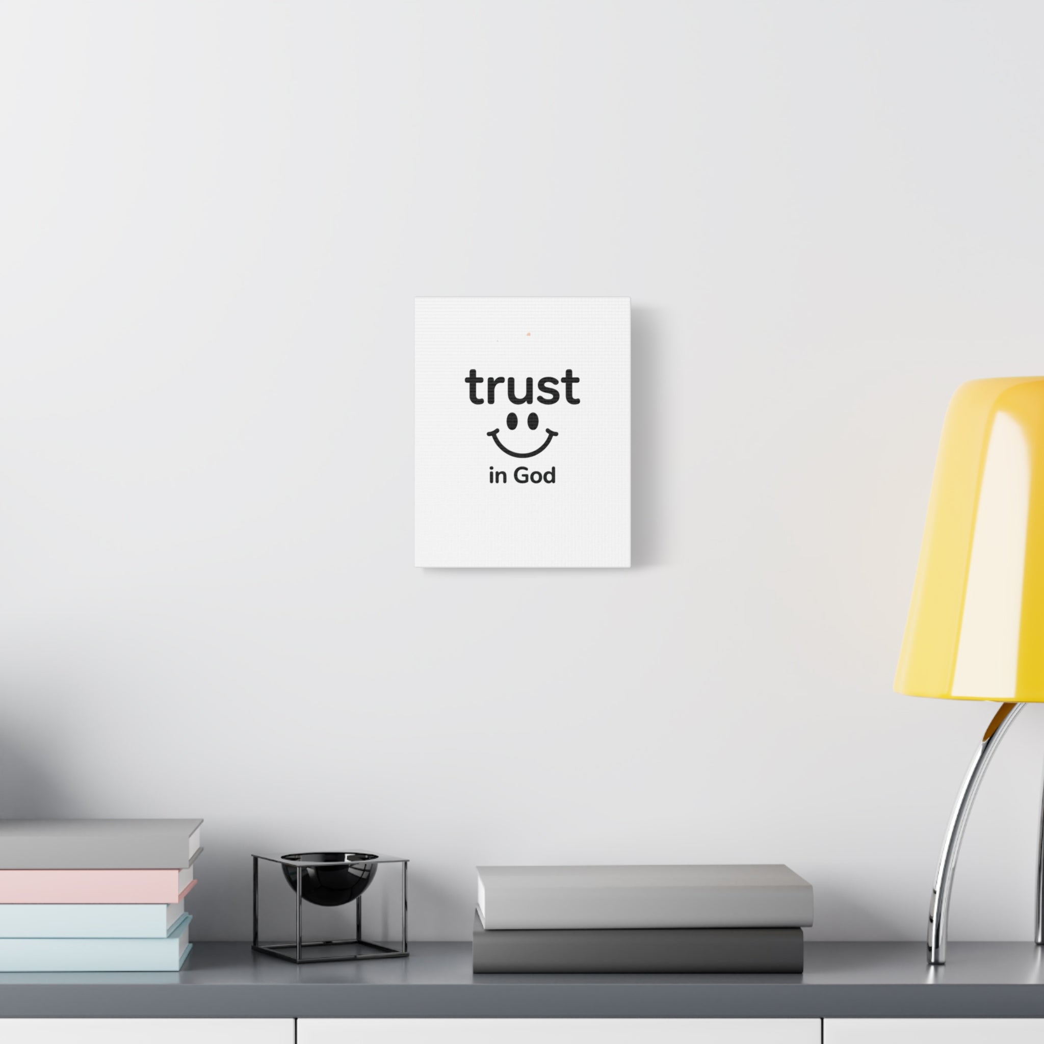 Trust in God Canvas Wall Art — Minimal Heart Quote Stretched Matte Canvas