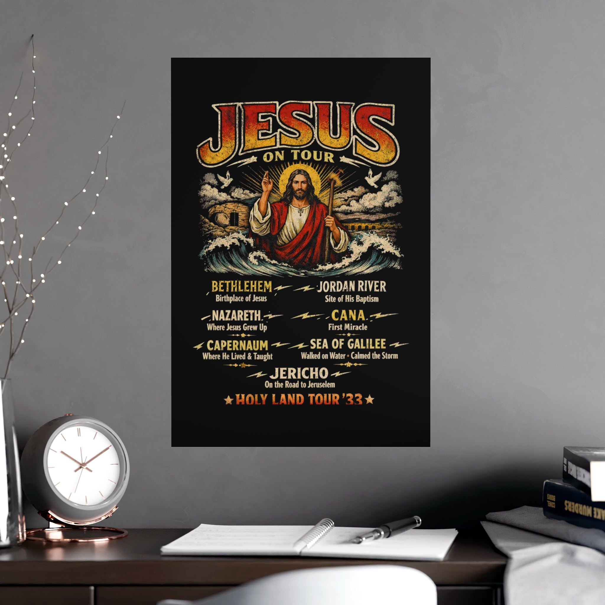 Jesus on Tour Matte Poster — Christian Map Tour Art (Places Jesus Visited)