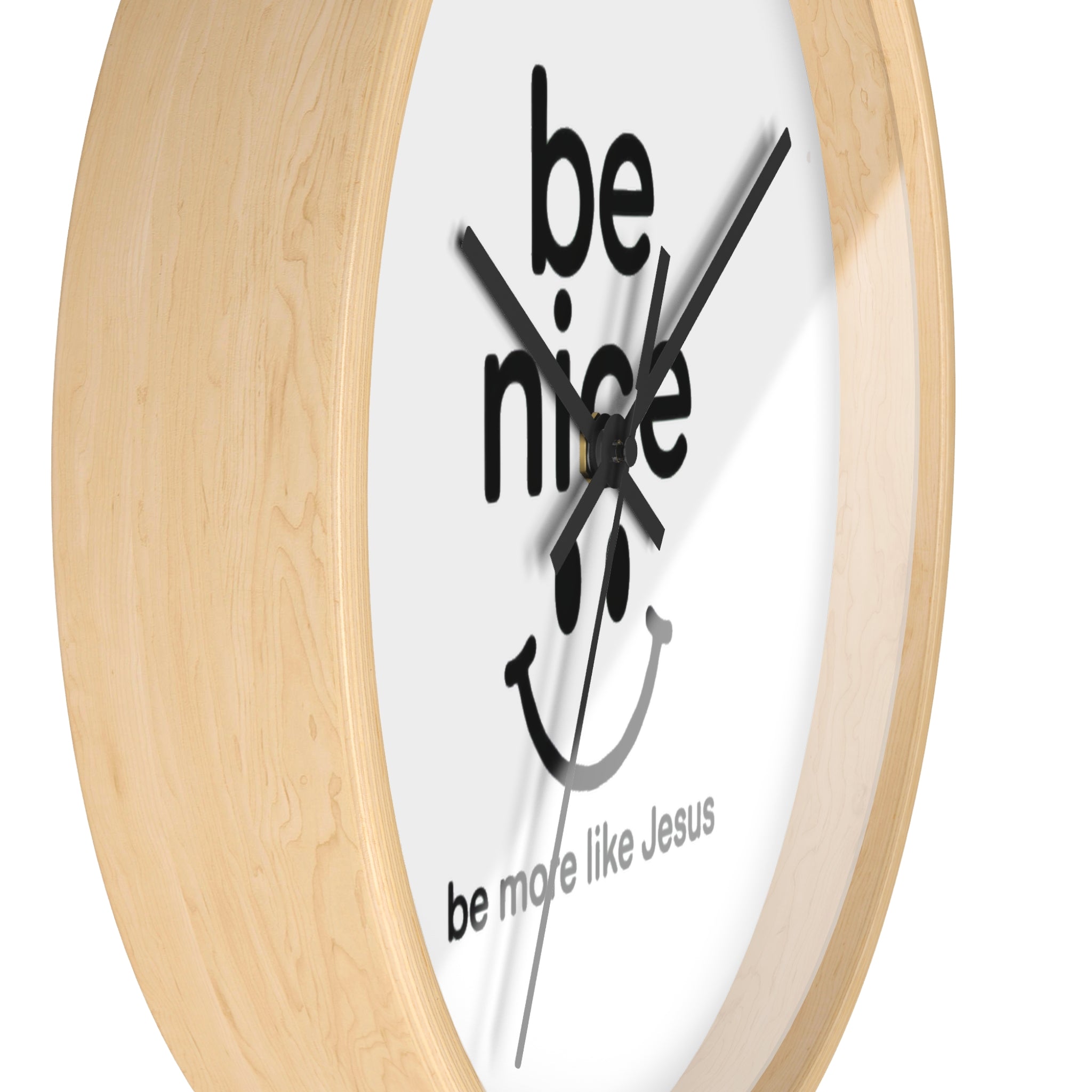 Wall Clock — “Be Nice” Christian Smiley Inspirational Wall Clock (Be More Like Jesus)