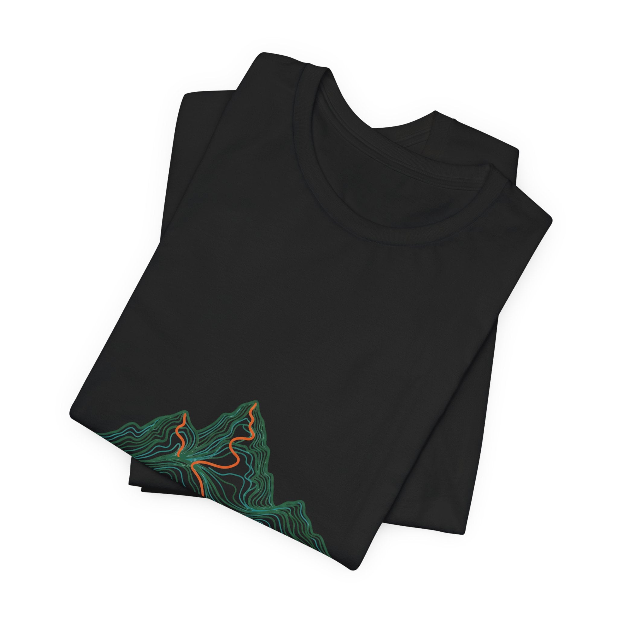 He Formed the Mountains Tee — Topographic Mountain Bible Verse T-Shirt