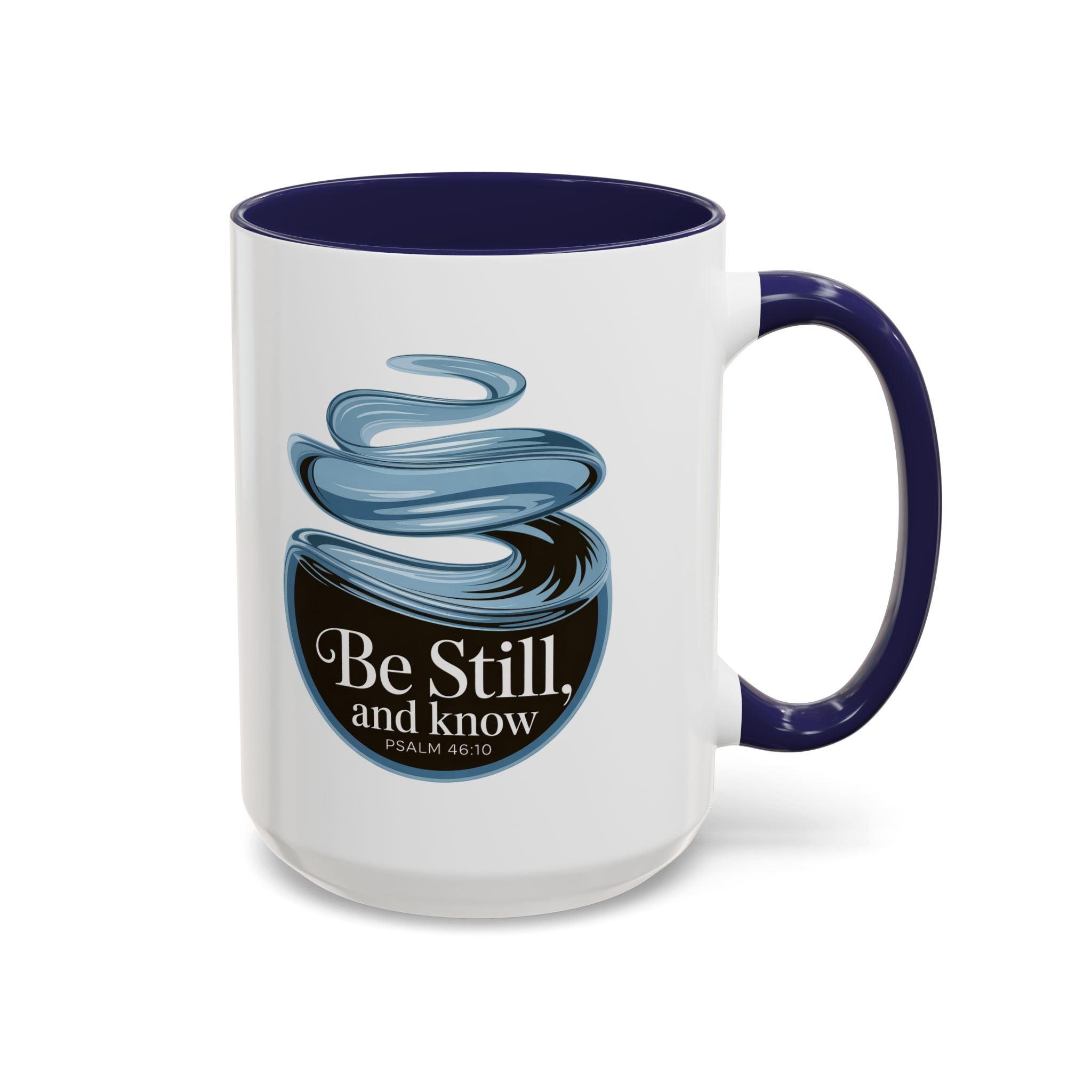 Be Still and Know Accent Coffee Mug — Minimalist Inspirational Psalm Mug (11/15oz)