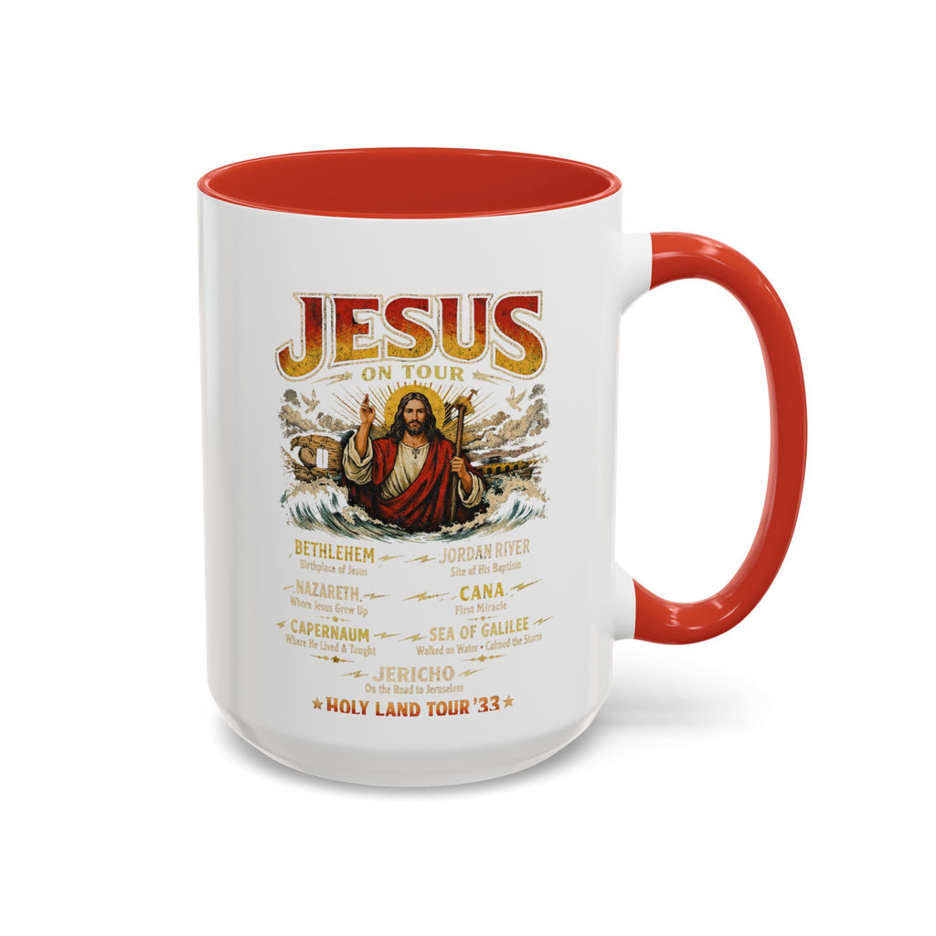 Jesus on Tour Coffee Mug — Band-Tour Style Map of Jesus’ Visits (11/15oz)