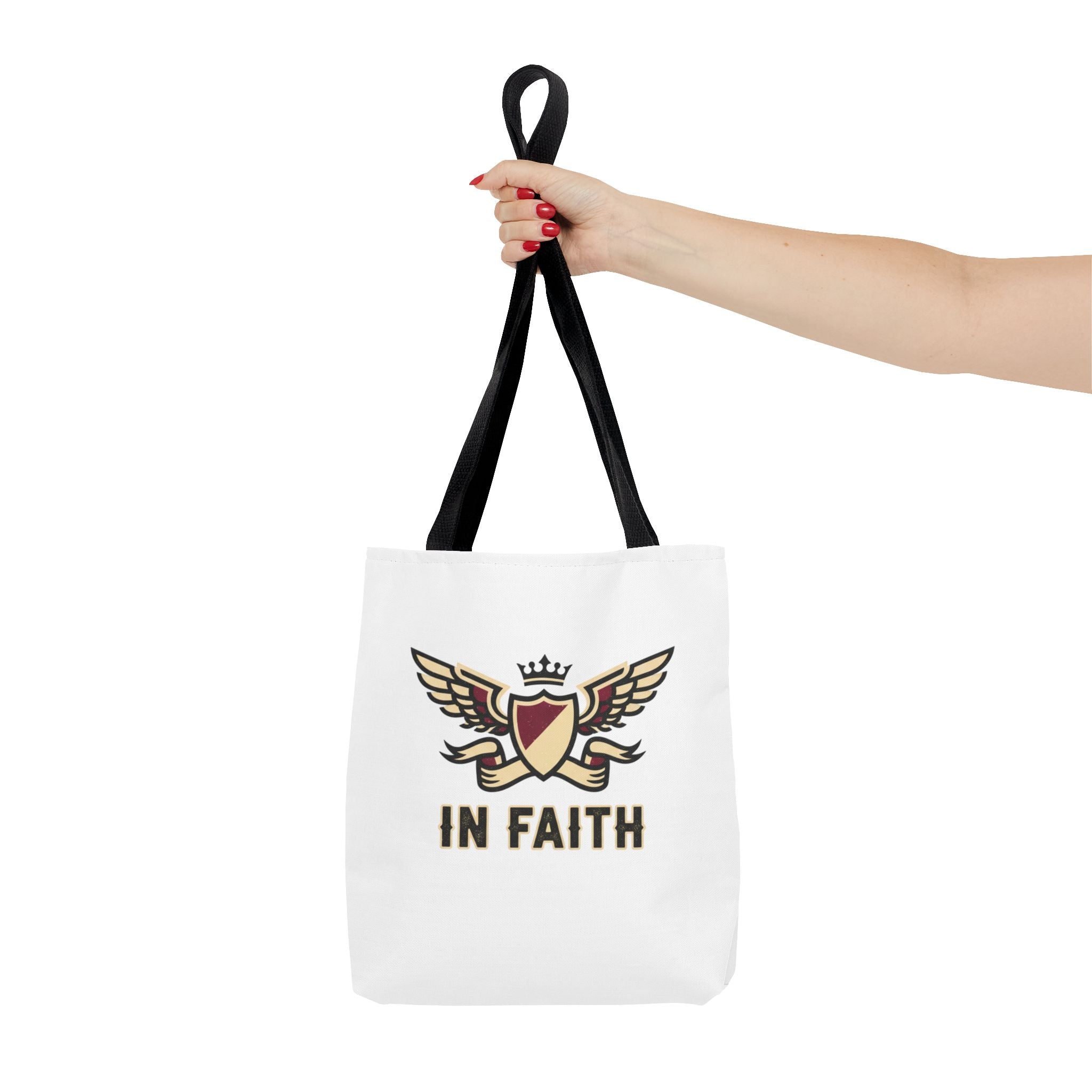 Faith Crest Tote Bag — "In Faith" Winged Shield Everyday Carry