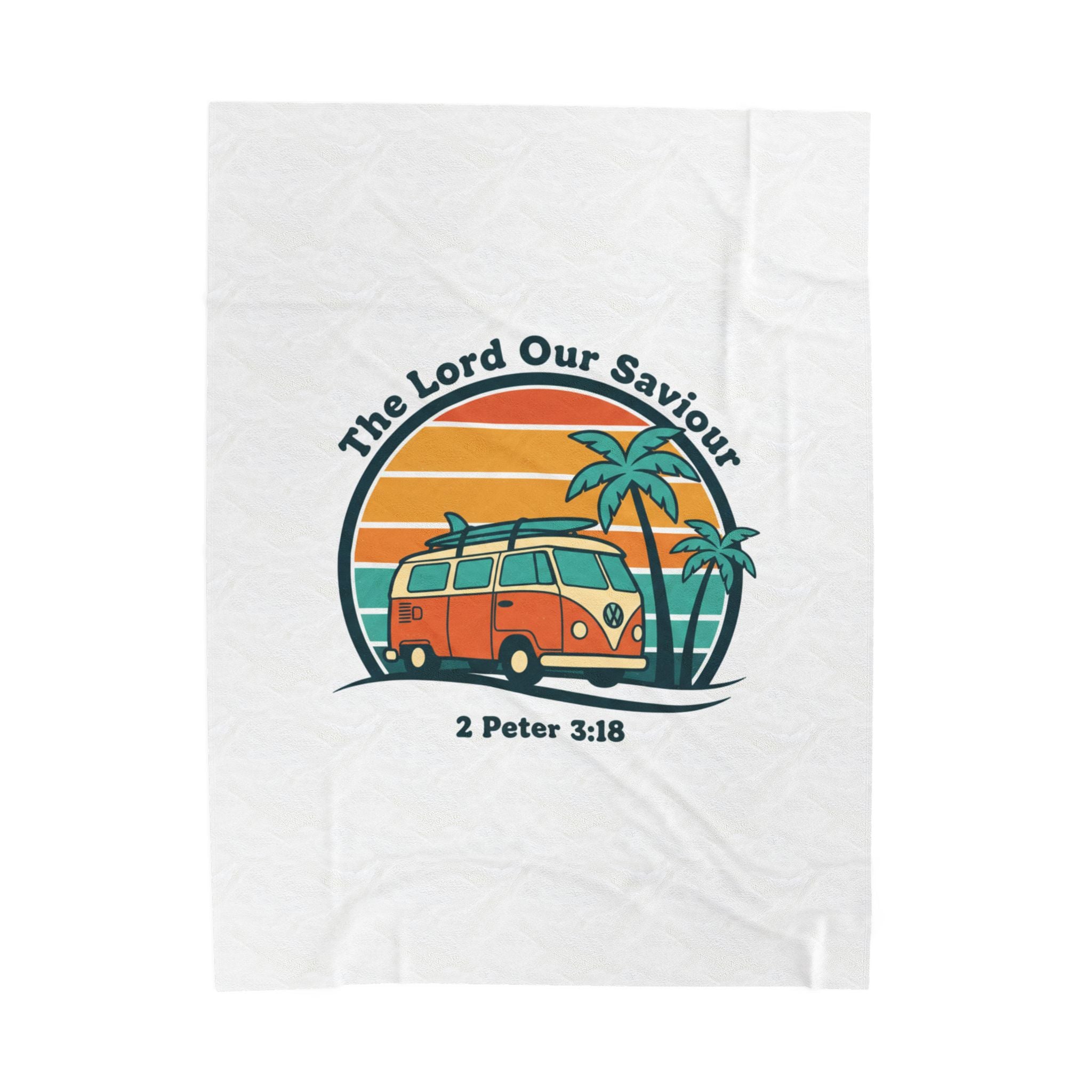 The Lord our Saviour Retro Sunset Van Blanket | 1970s Analog Sunshine, Vintage Palm Golden Hour
