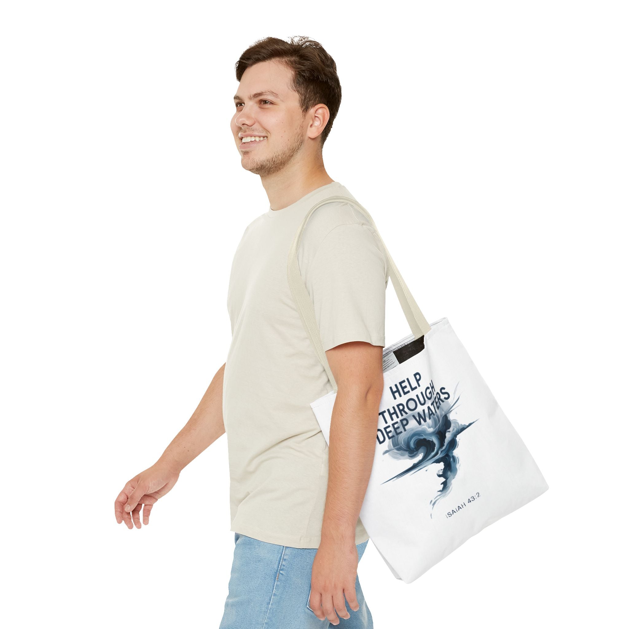 Tote — "Help Through Deep Waters" Inspirational Scripture Tote Bag (Isaiah 43:2)