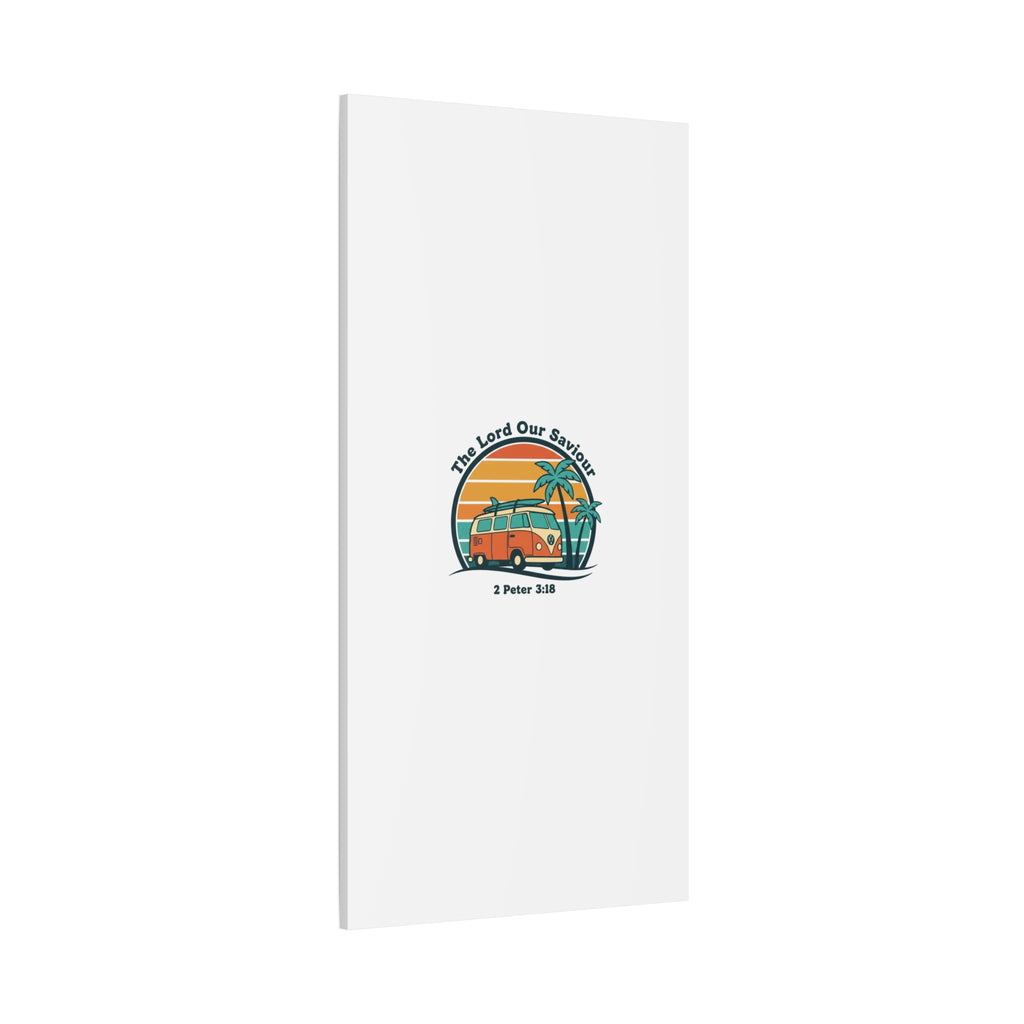 The Lord our Saviour, Retro Surf Sunset Canvas | 70s Van Palm Postcard, Analog Sunshine Aesthetic