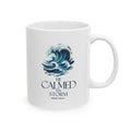 He Calmed the Storm Mug — Christian Faith Waves Coffee Cup