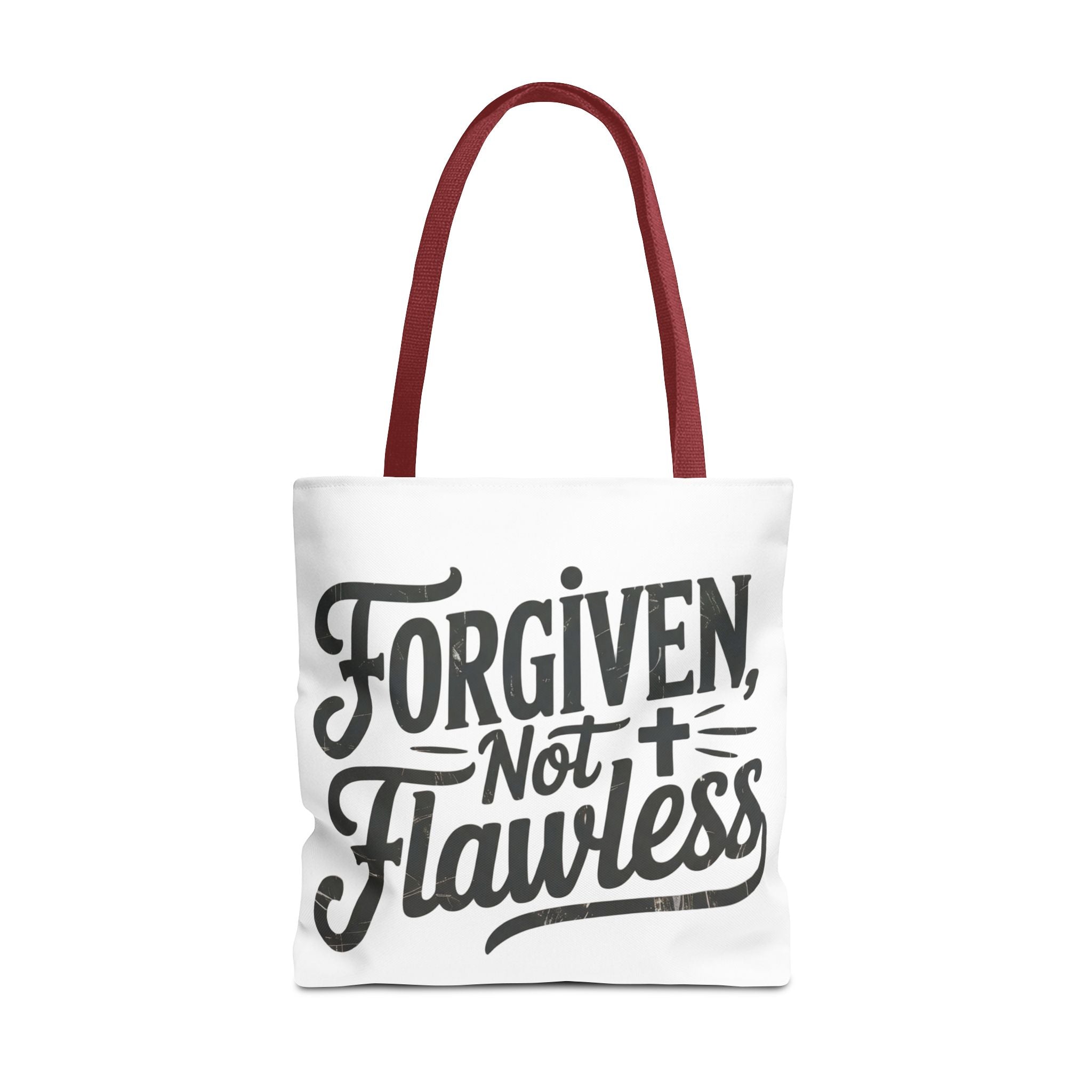 Forgiven Not Flawless Christian Tote Bag — Inspirational Scripture Quote Tote