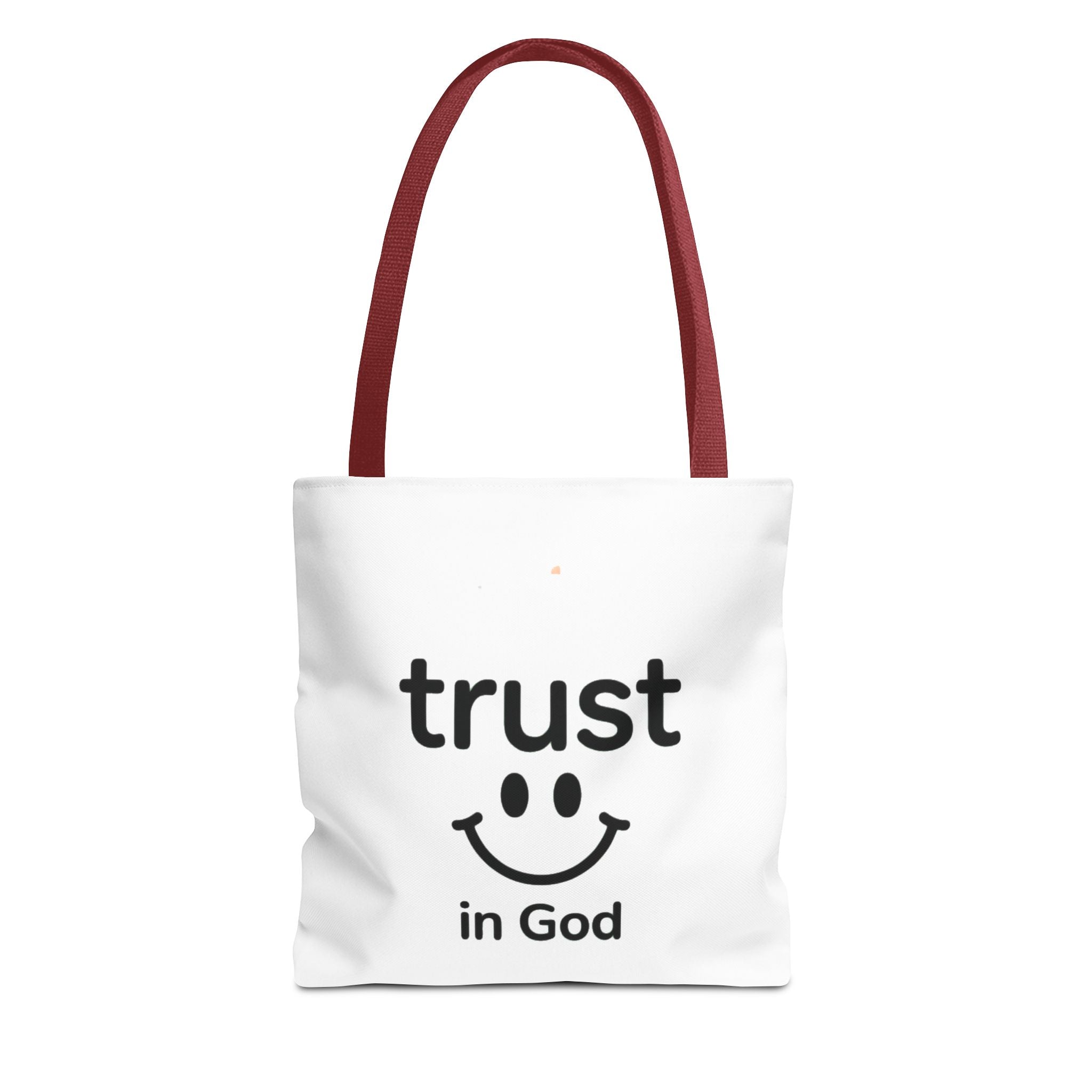 Faith Smile Tote Bag — "Trust in God" Inspirational Canvas Tote