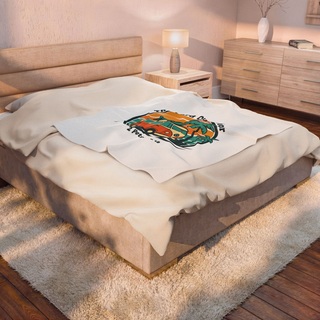 The Lord our Saviour Retro Sunset Van Blanket | 1970s Analog Sunshine, Vintage Palm Golden Hour