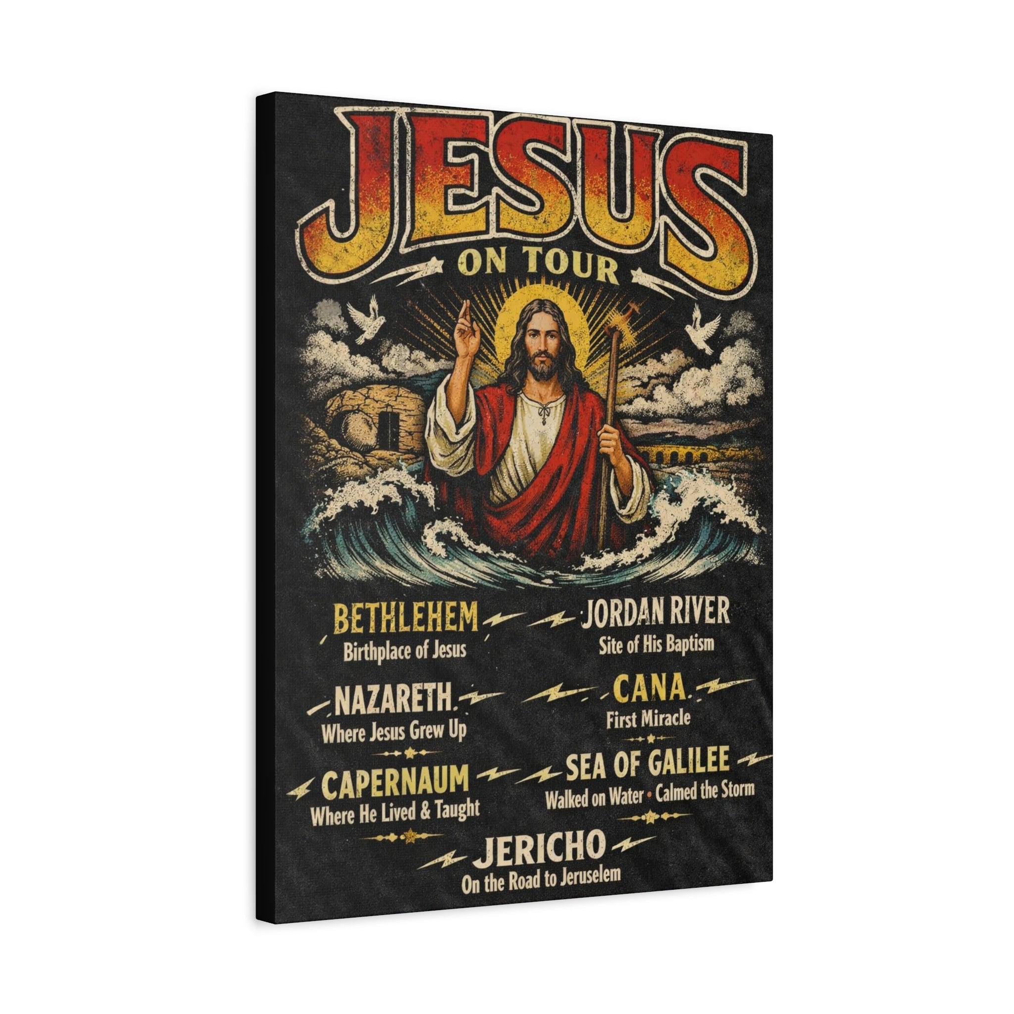 Jesus on tour Christian Canvas Wall Art — Minimal Heart Quote Stretched Matte Canvas