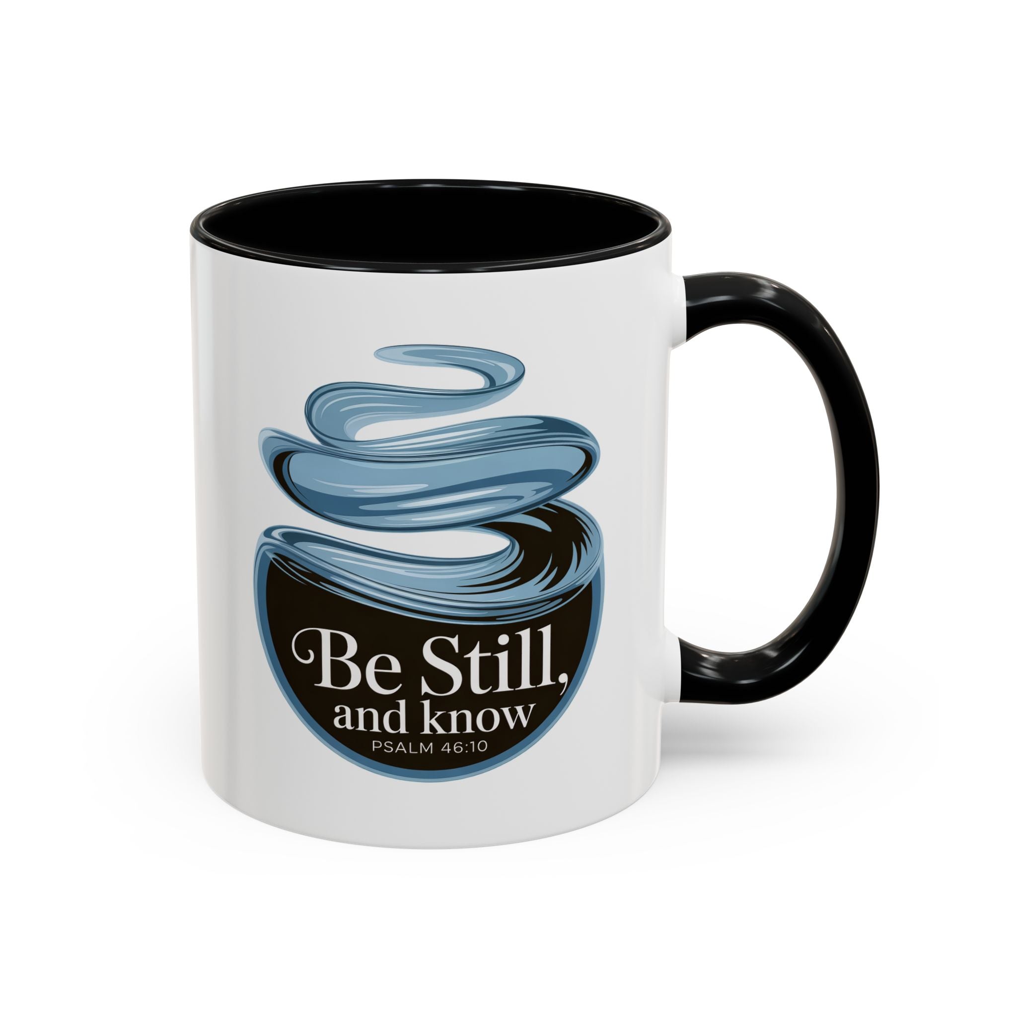 Be Still and Know Accent Coffee Mug — Minimalist Inspirational Psalm Mug (11/15oz)