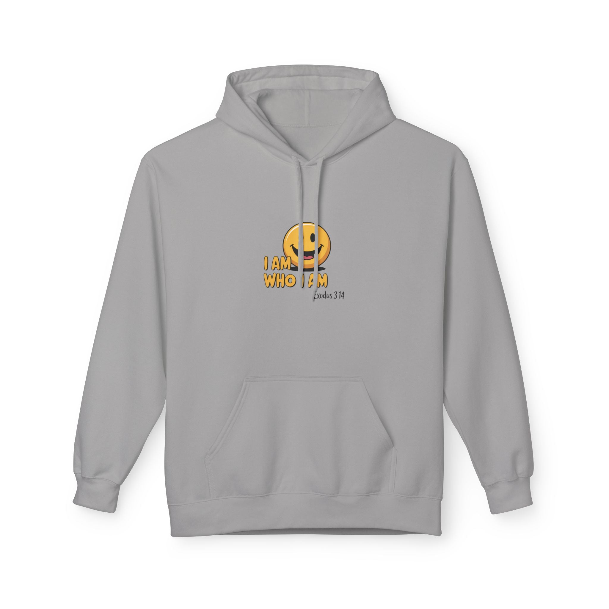 Hoodie — "I Am Who I Am" Smiley Christian Faith Graphic Hoodie
