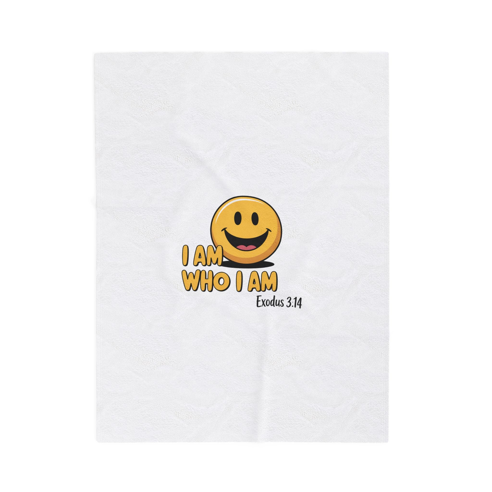 Plush Blanket — "I Am Who I Am" Smiley Bible Verse (Exodus 3:14)