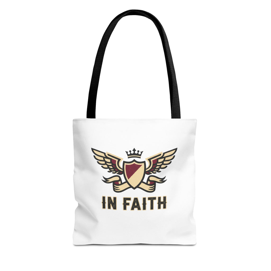 Faith Crest Tote Bag — "In Faith" Winged Shield Everyday Carry