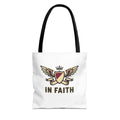 Faith Crest Tote Bag — "In Faith" Winged Shield Everyday Carry