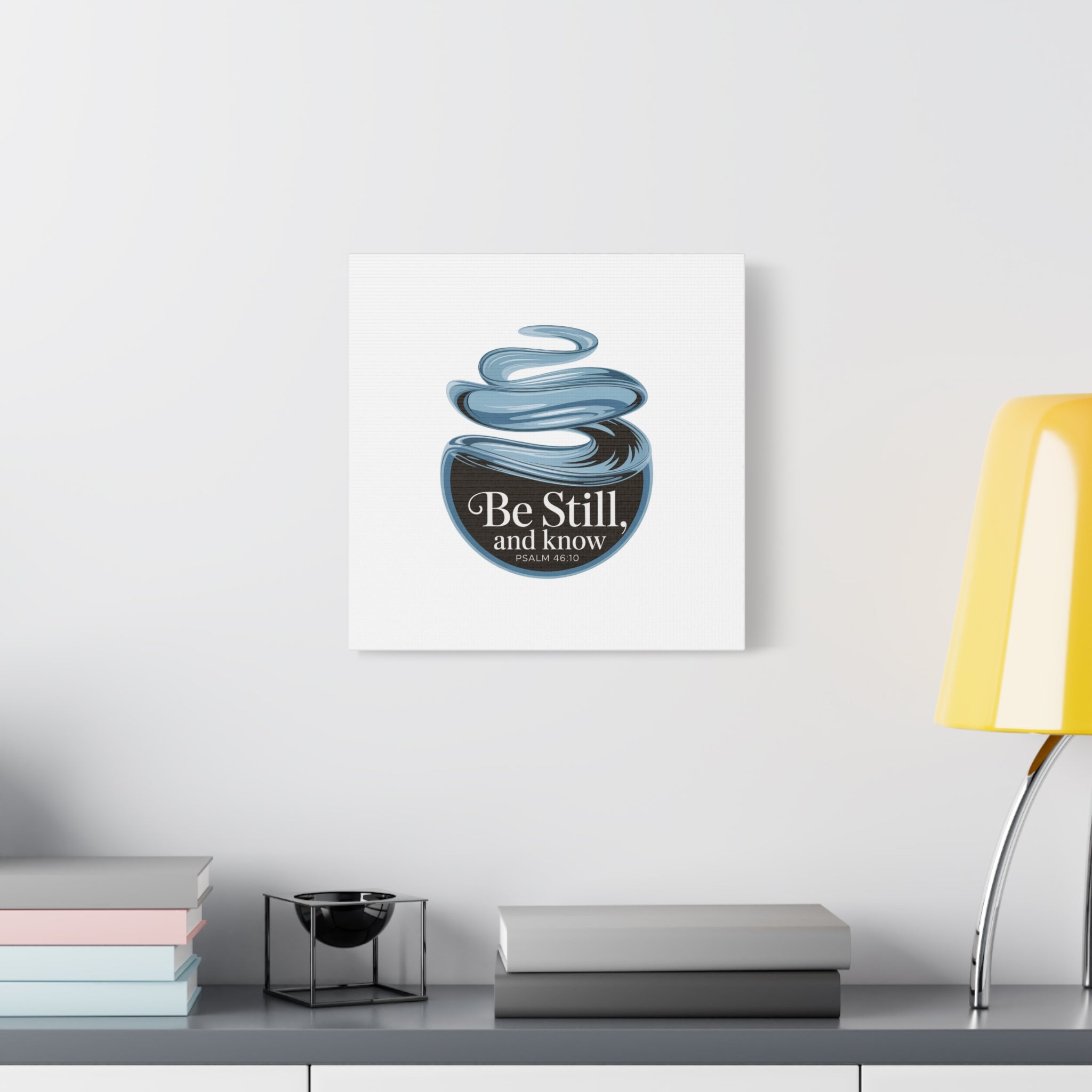 Be Still & Know Canvas Wall Art — Minimal Heart Quote Stretched Matte Canvas