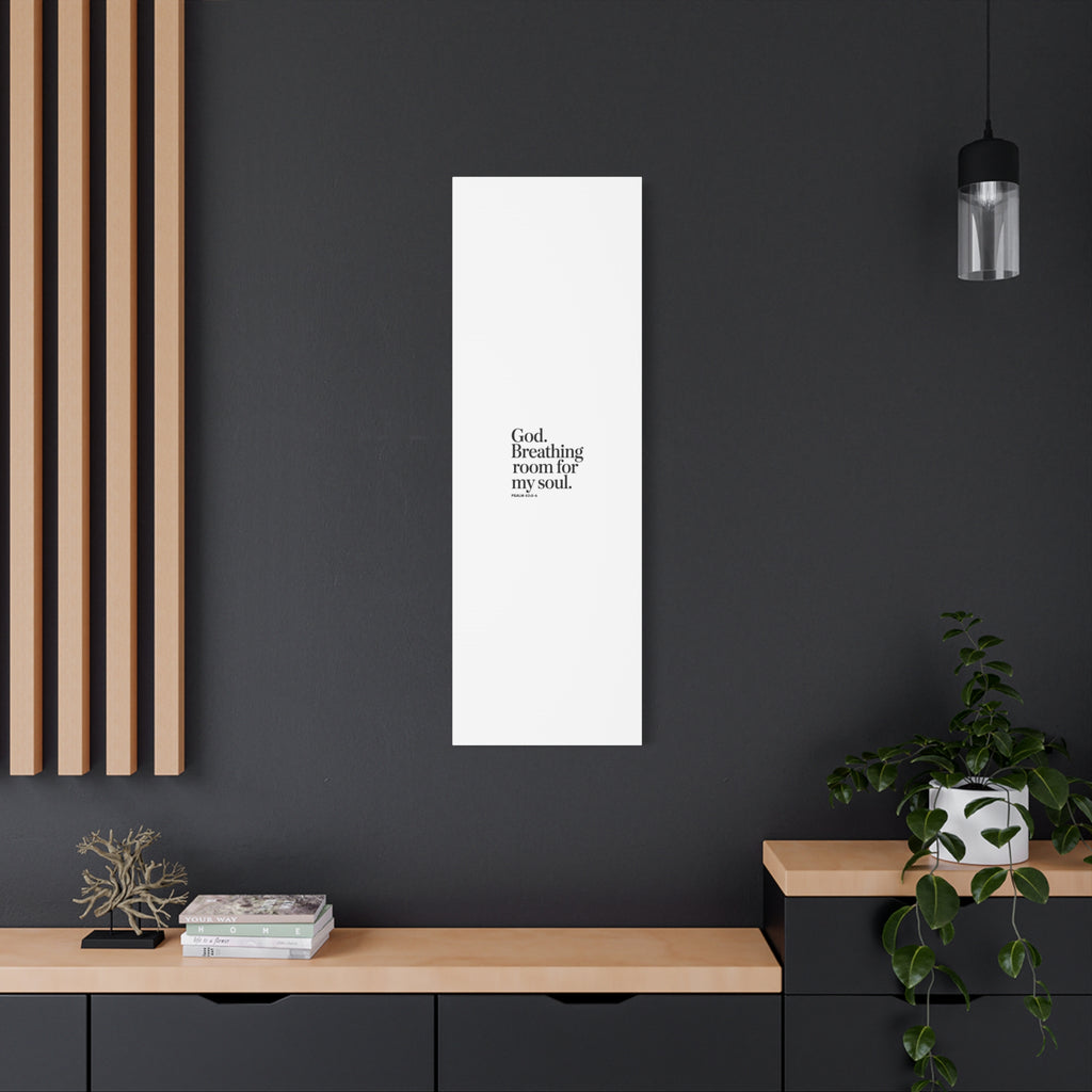 God breathing room for my soul Christian Canvas Wall Art — Minimal Heart Quote Stretched Matte Canvas