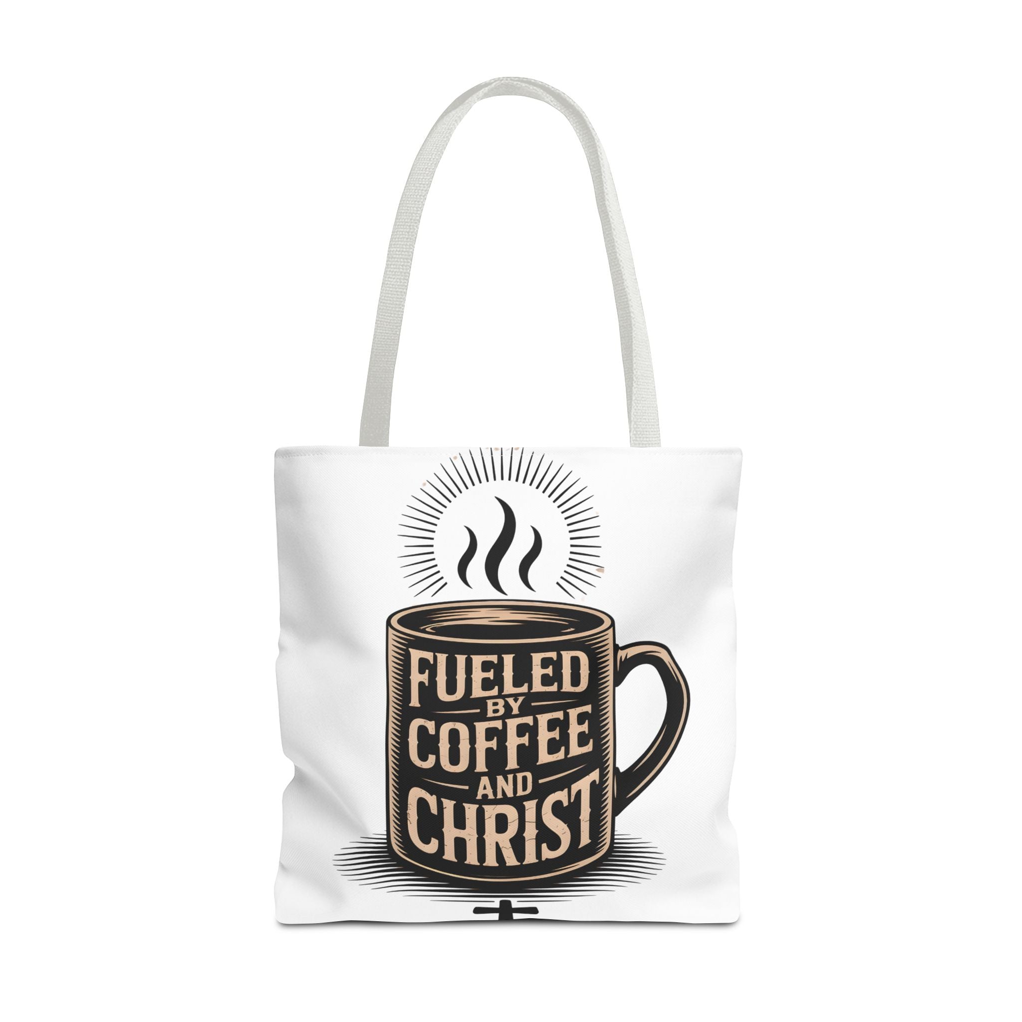 Christian Coffee Tote Bag - "Fueled by Coffee and Christ" Canvas Grocery & Church Bag