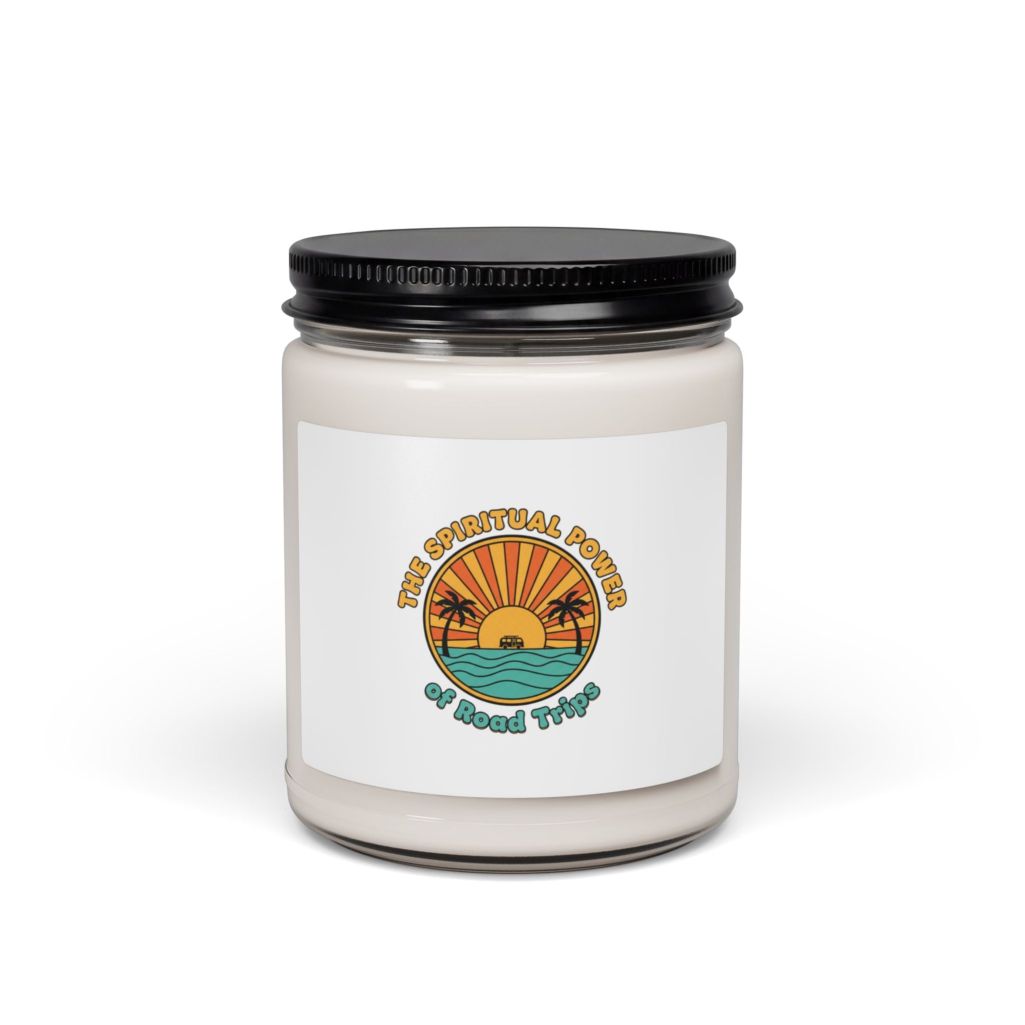 70s Sunset Palm Candle | Soy Jar, Retro Vintage Palm Golden Hour Design