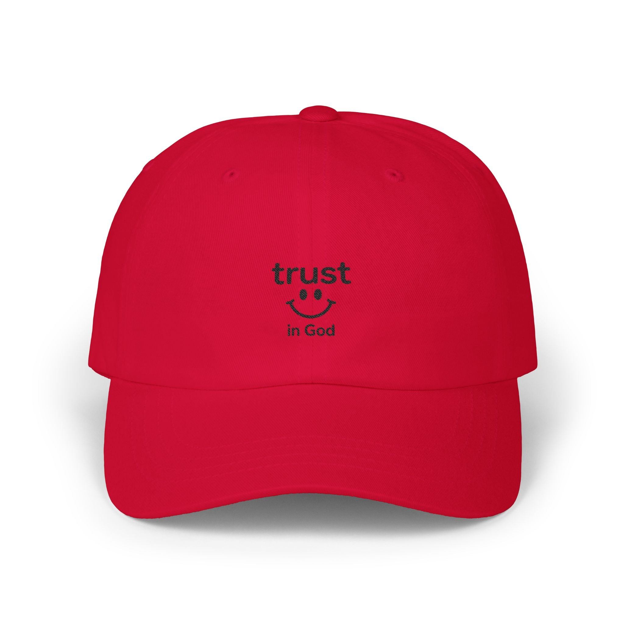 Faith Baseball Cap — "Trust in God" Smiley Dad Hat
