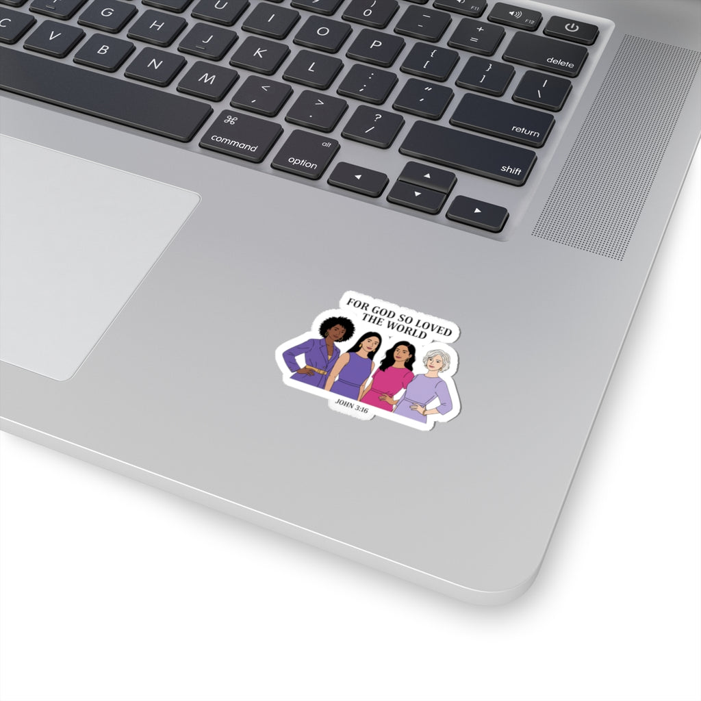 For God So Loved the World Cut Sticker | IWD feminist slogan, equality design
